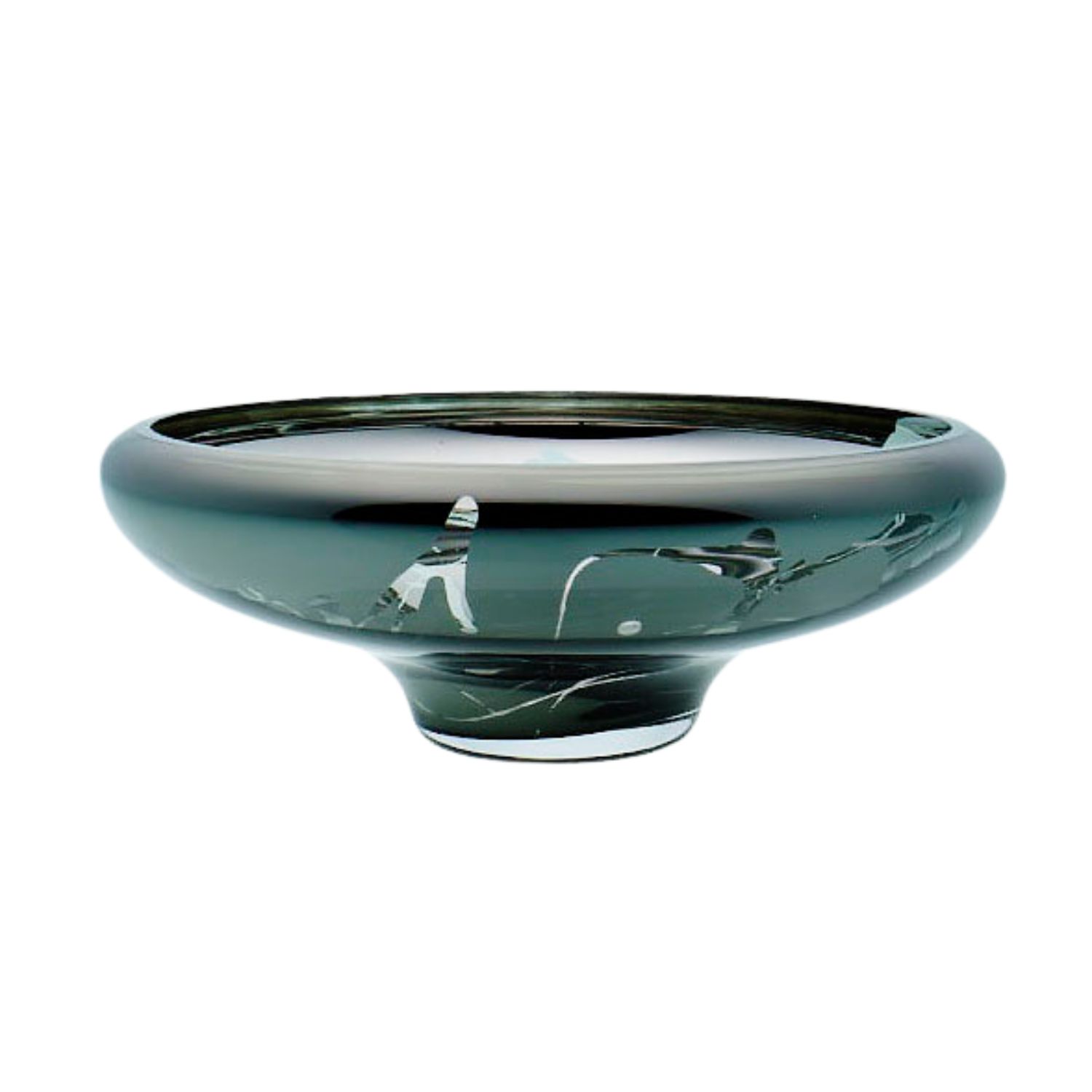 An&angel Deco Large Splashed Bowl In Silver In Green