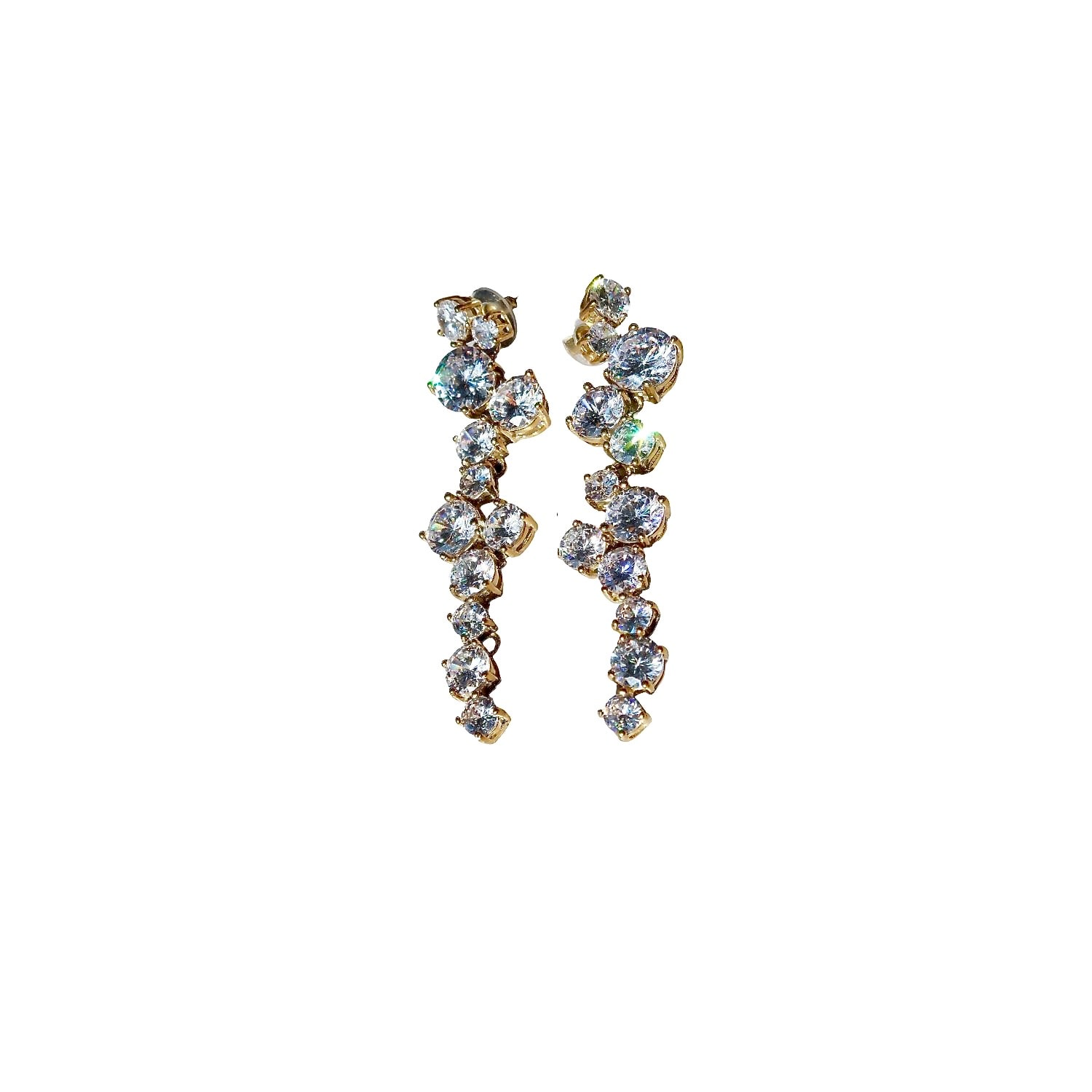 Iskra Women's Gold / White Fame Earrings, Gold And White Crystals