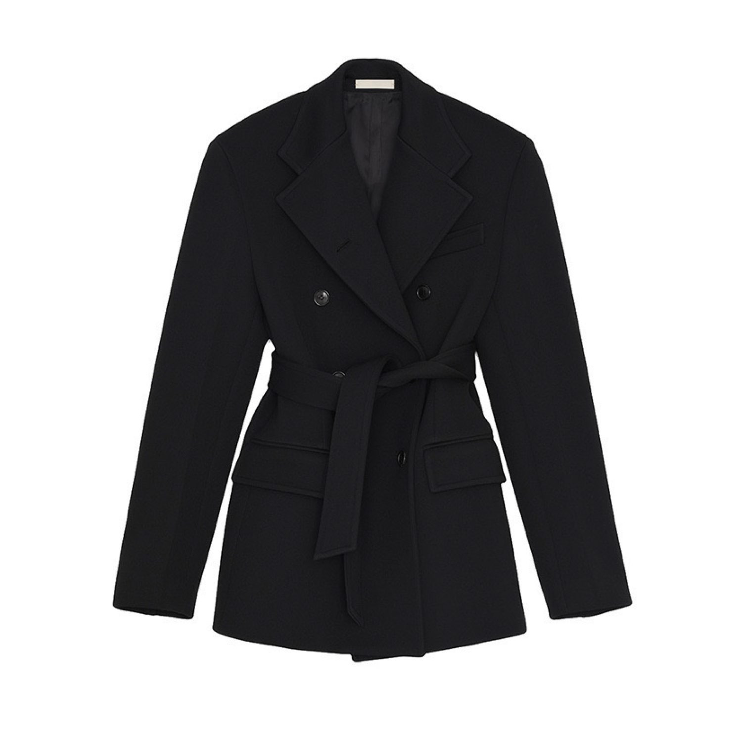 Jiaying Wang Wjy Studio London Women's Black Galaxy Fitted Silhouettes Short Coat Suit With A Soft Belt Jacket In Black