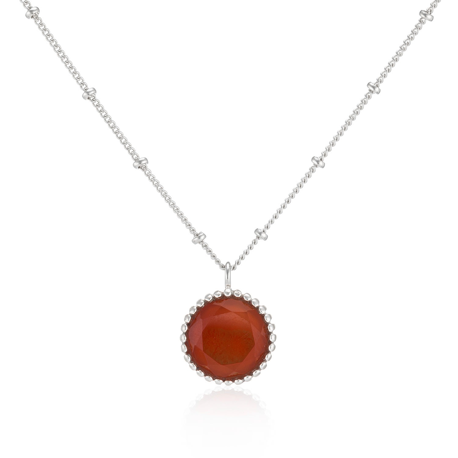 Auree Jewellery Women's Yellow / Orange Barcelona Silver July Birthstone Necklace Carnelian In Red