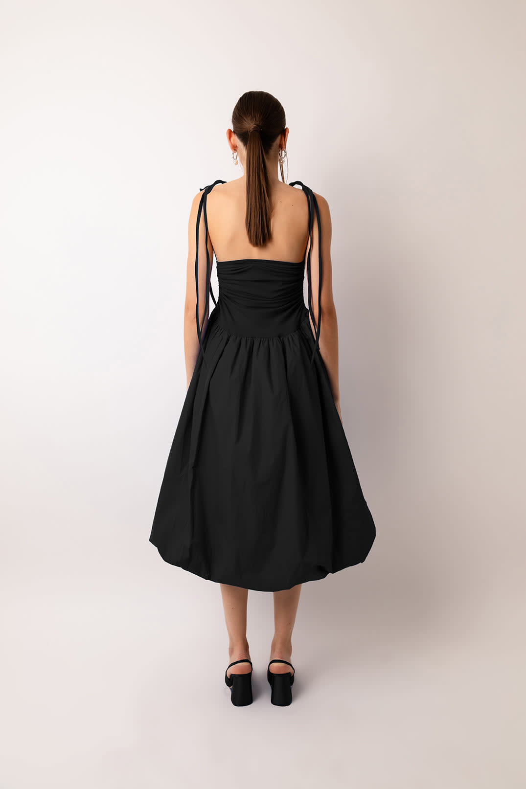 Alexa Black Puffball Cotton Dress by AMY LYNN