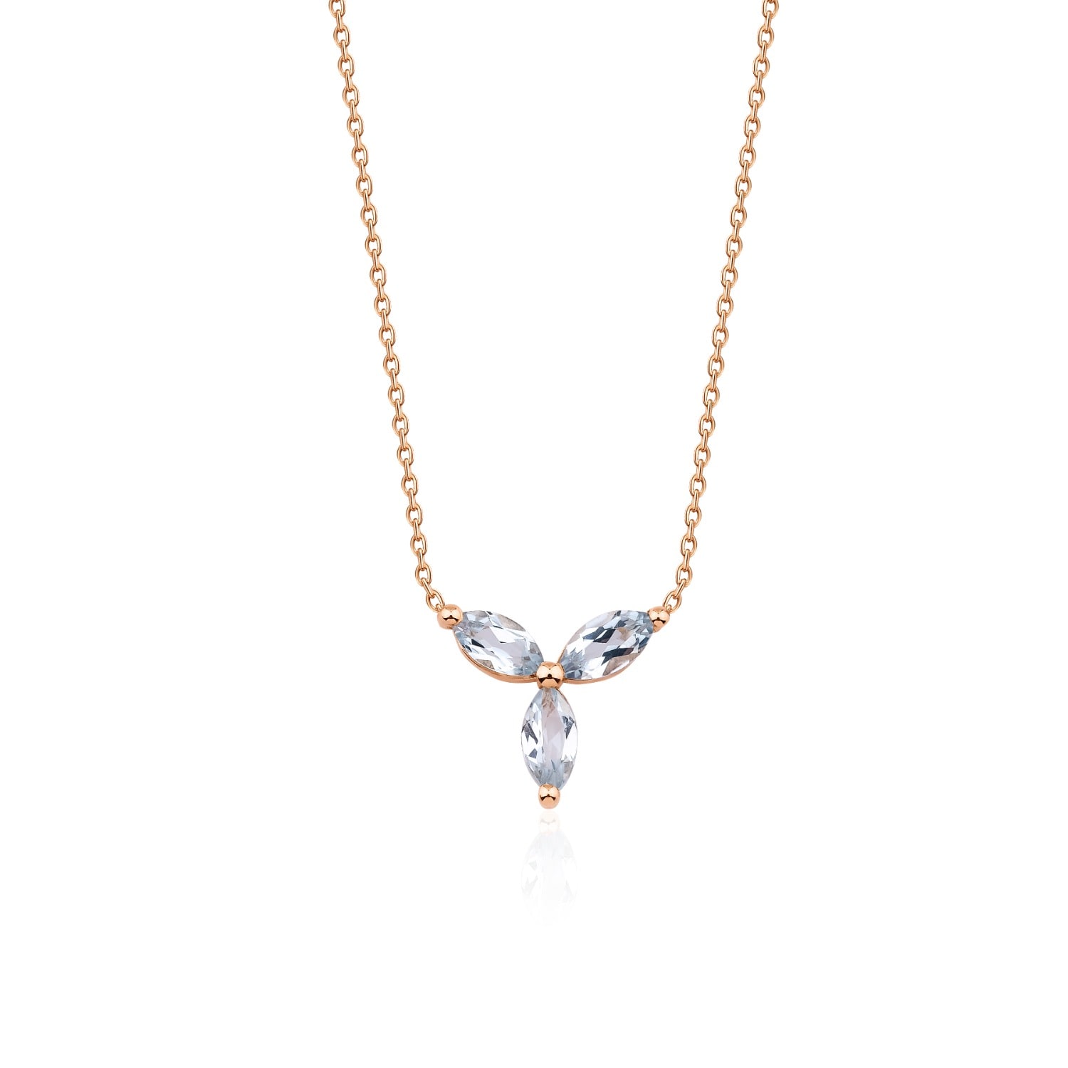 Melez Mini Atelier Women's Gold / Rose Gold / Blue Sky Blue Necklace - Solid Rose Gold With Sky Blue Topaz Crystals