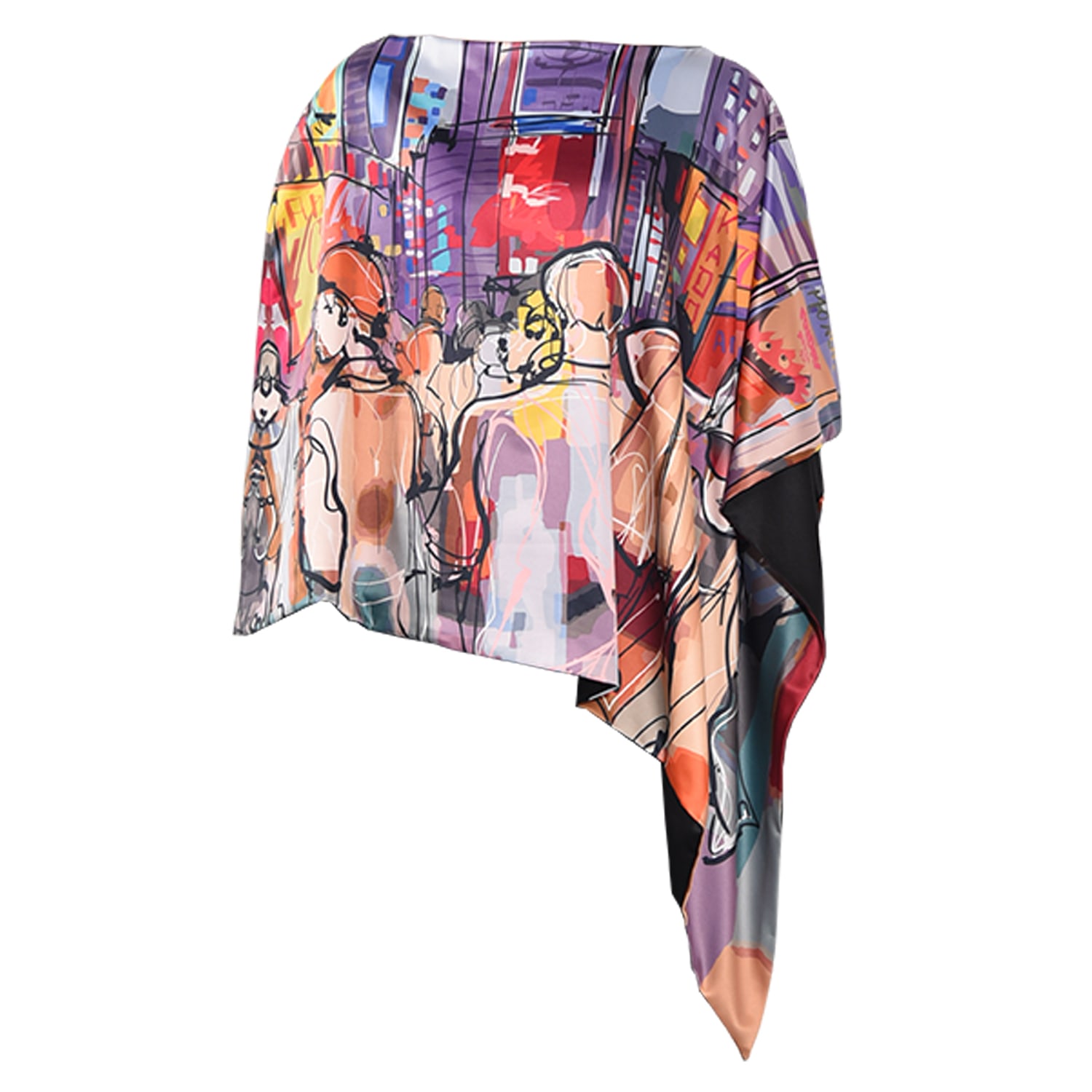 Women’s Reversible Nyc Times Square Poncho One Size Astouri