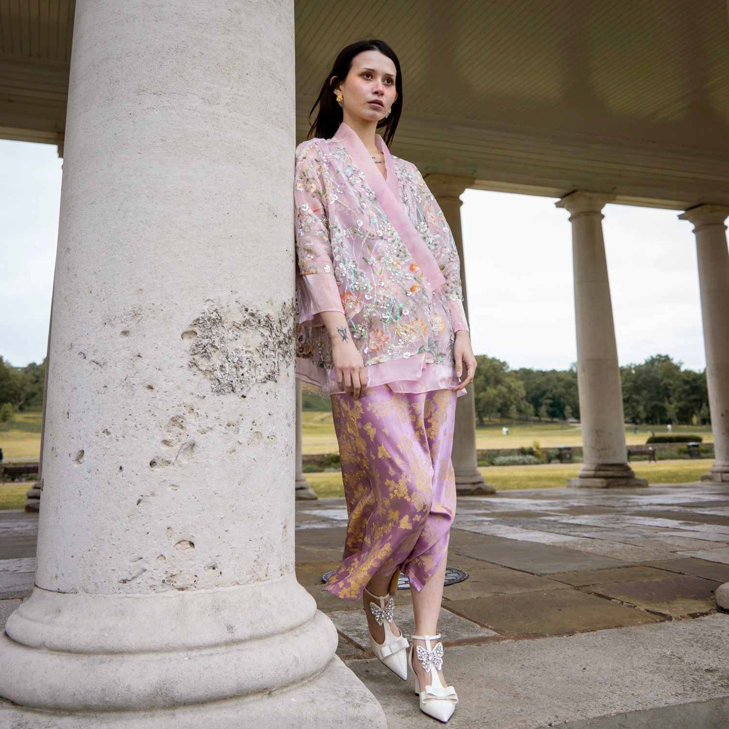 Embroidery Pink Floral Jacket Stylish Stitching Spring Summer