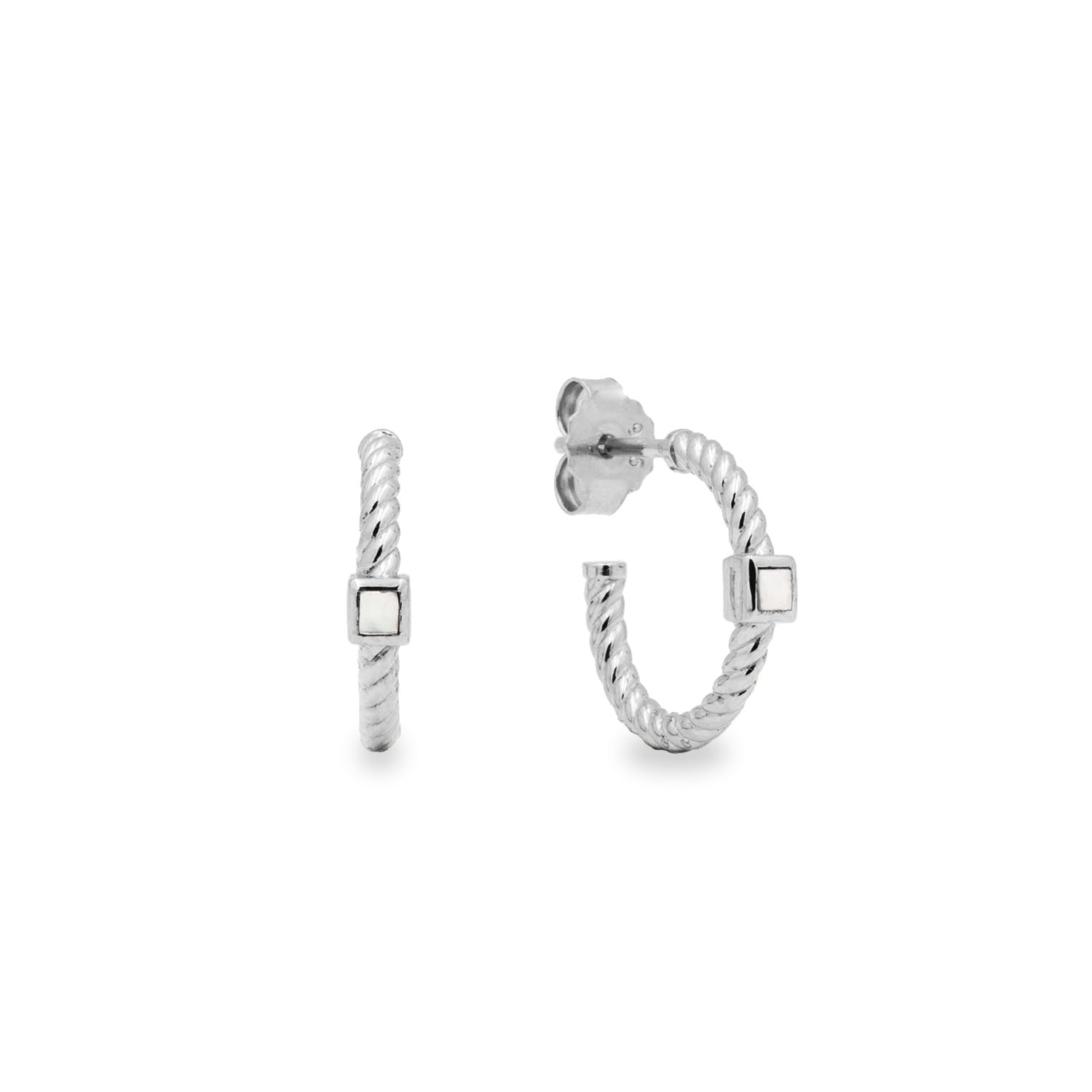 Women’s Zo Mother Of Pearl Hoops In Sterling Silver Culaje