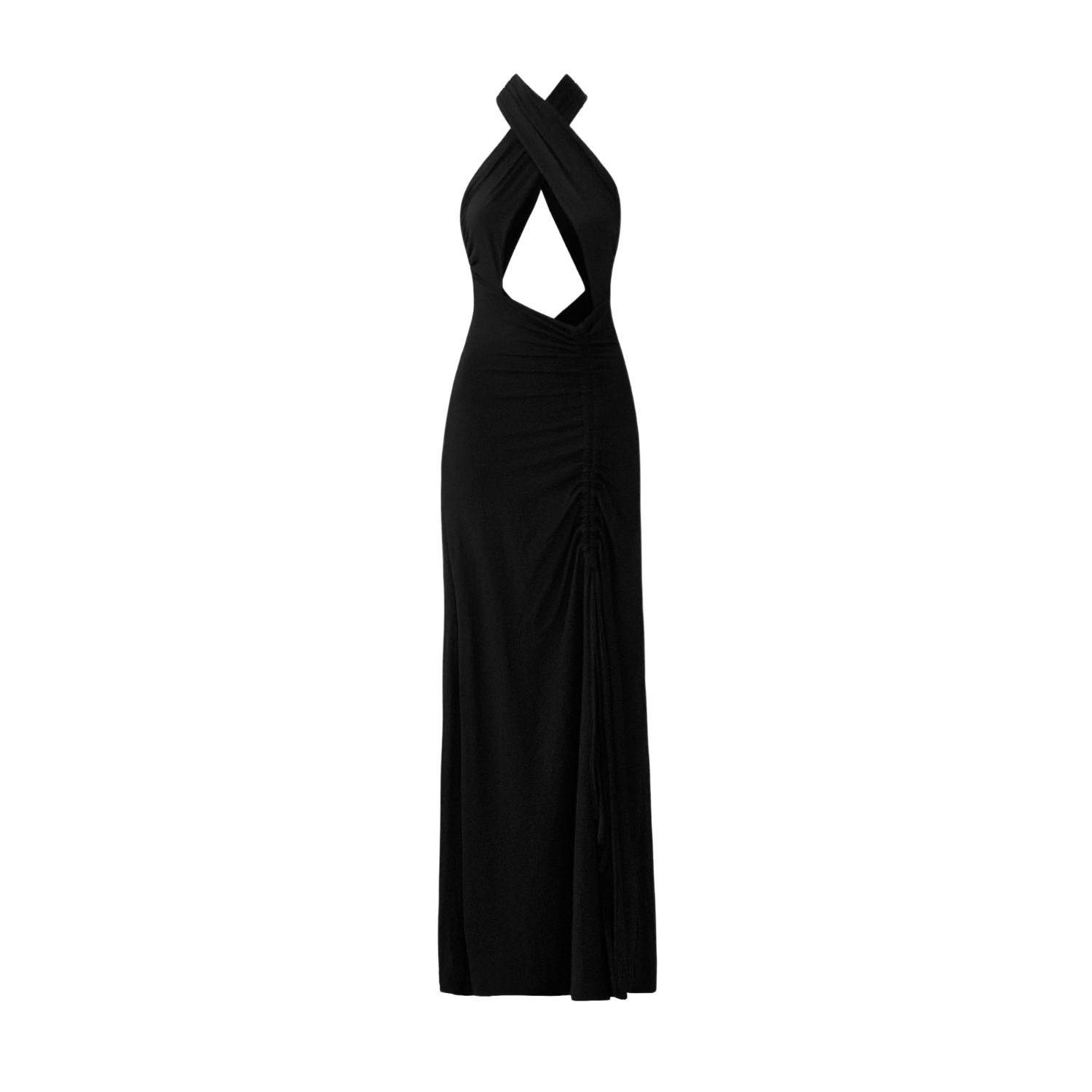 OW COLLECTION WOMEN'S ISA HALTER MAXI DRESS - BLACK