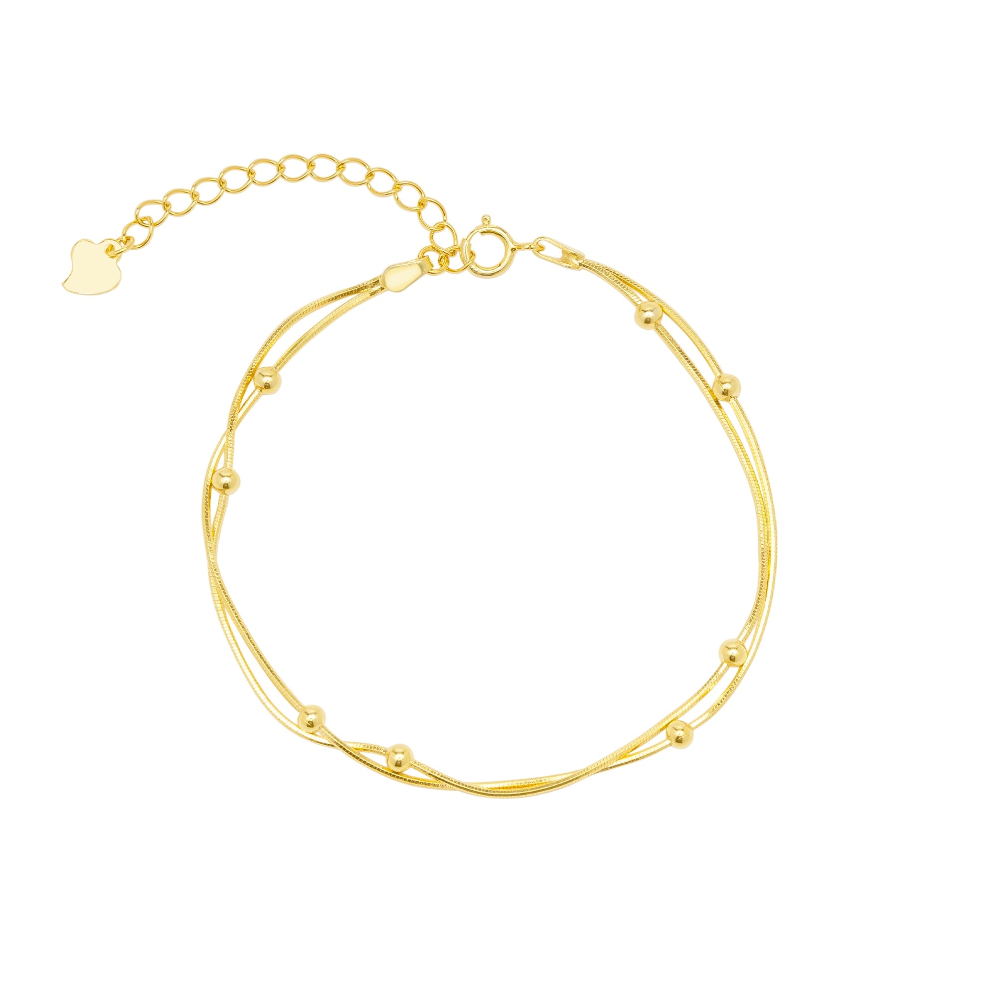Spero London Women's Italian Fine Sterling Silver Double Satellite Chain Bracelet - Gold