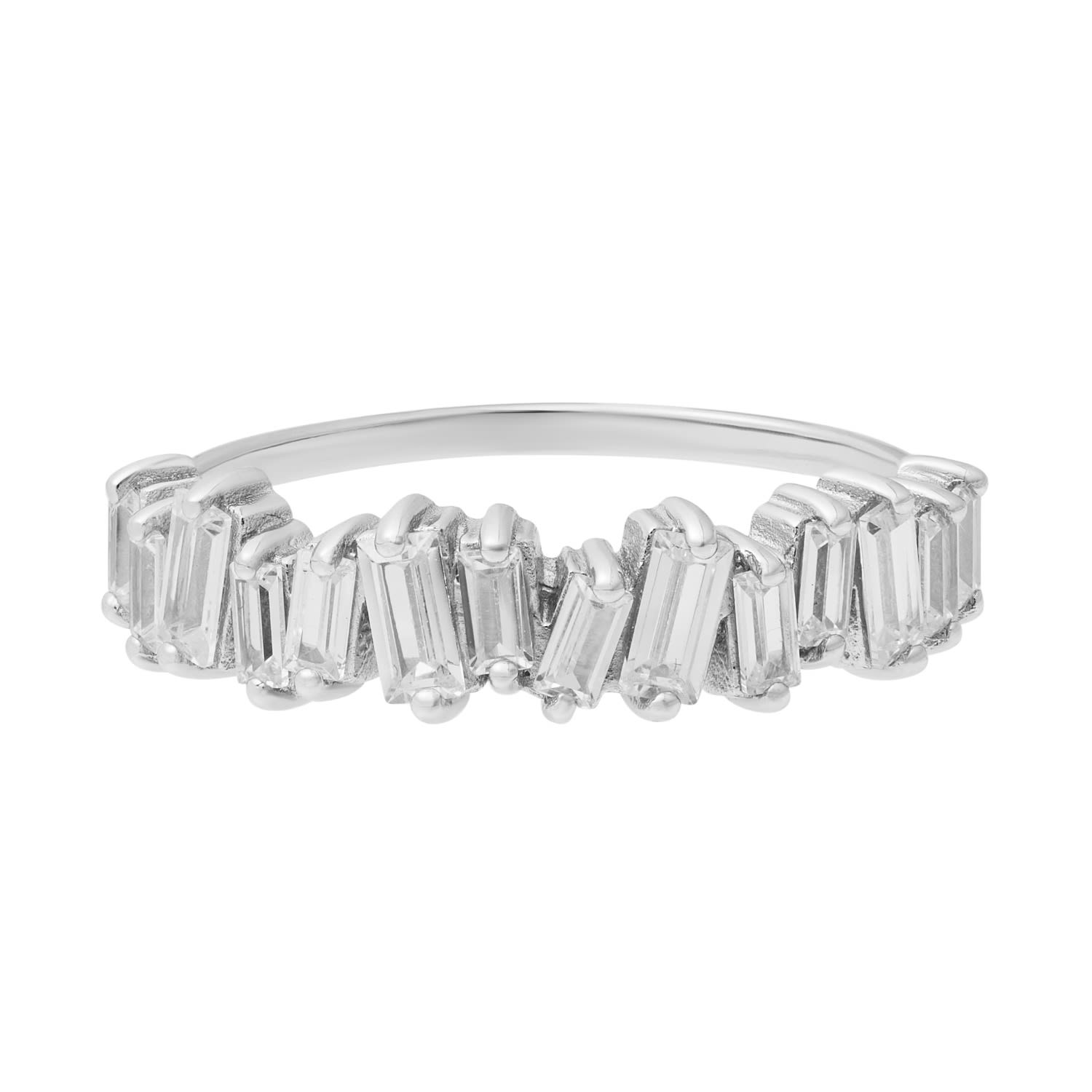 Women’s Crystal Baguette Ring - Silver Cartilage Cartel