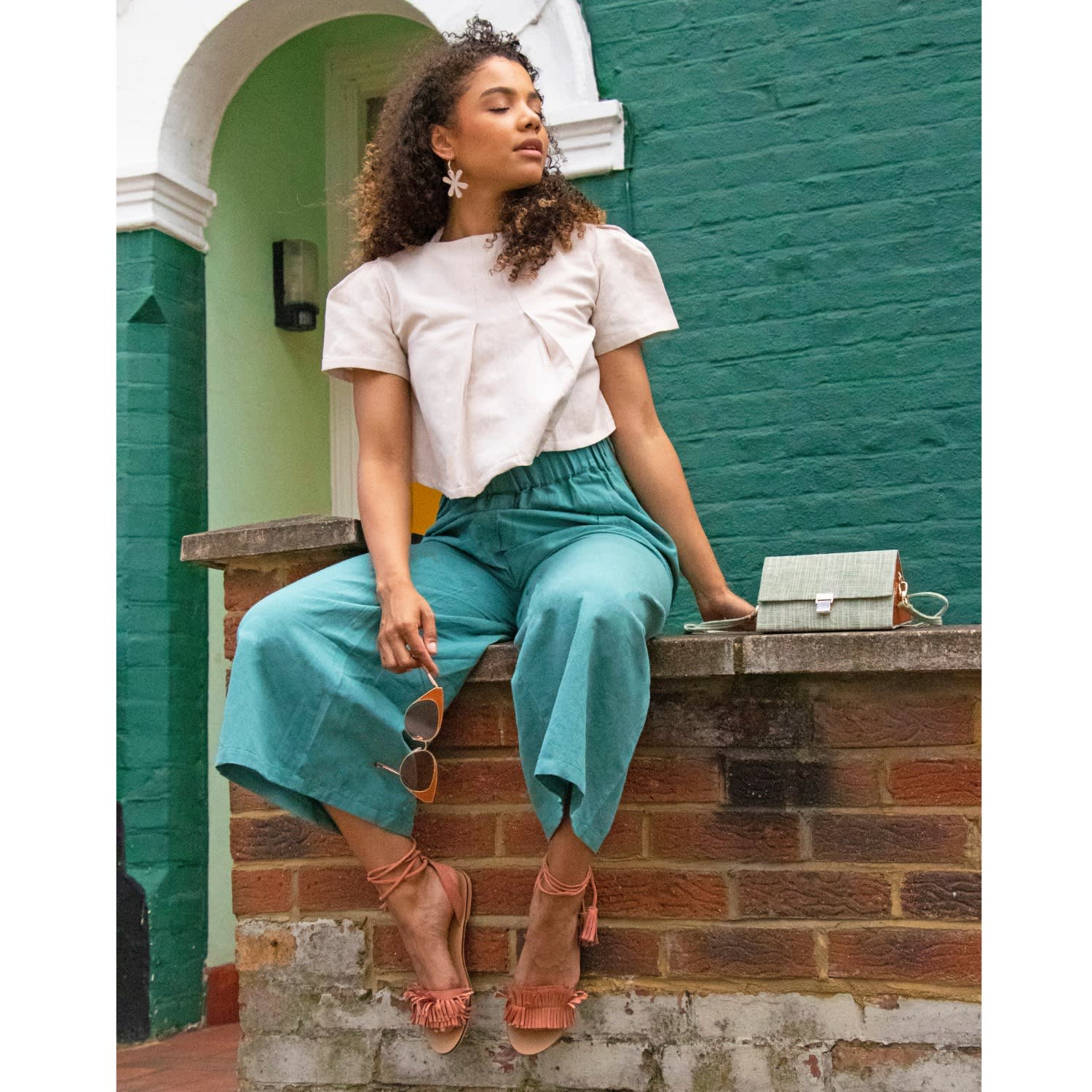 turquoise culottes