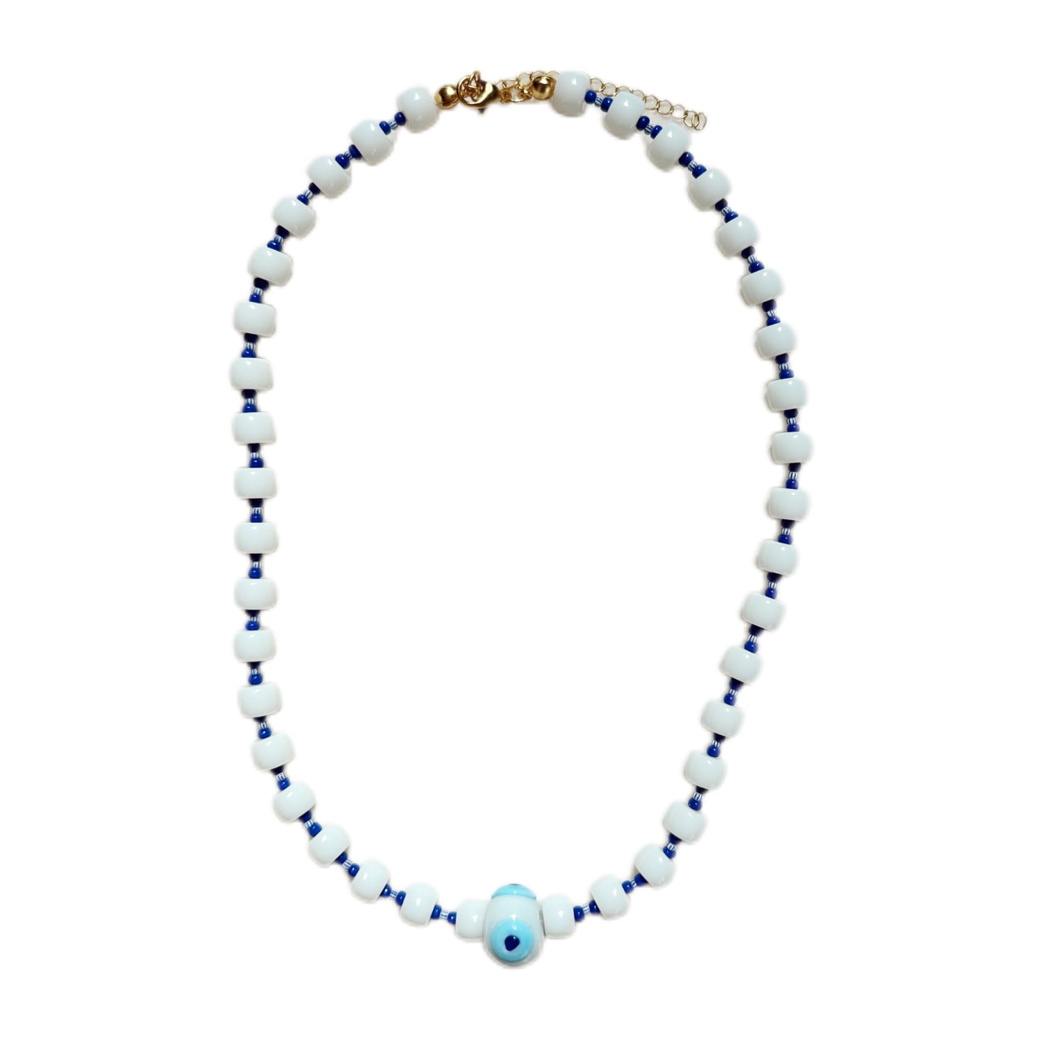 Chillax Women's Gold / White / Blue Chill Moon Evil Eye Necklace