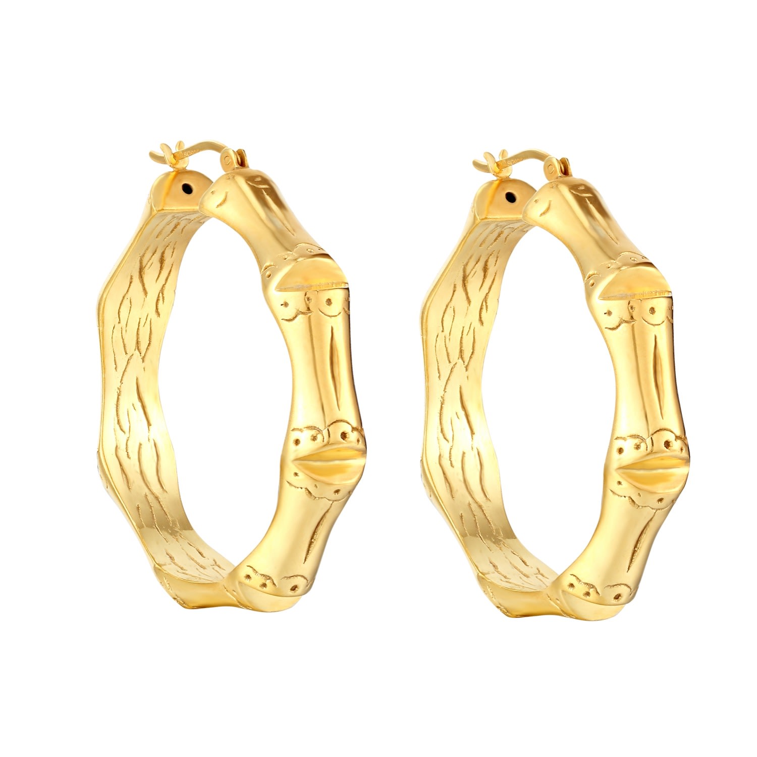 Women’s 22Ct Gold Vermeil Large Bamboo Creole Hoops Seol + Gold