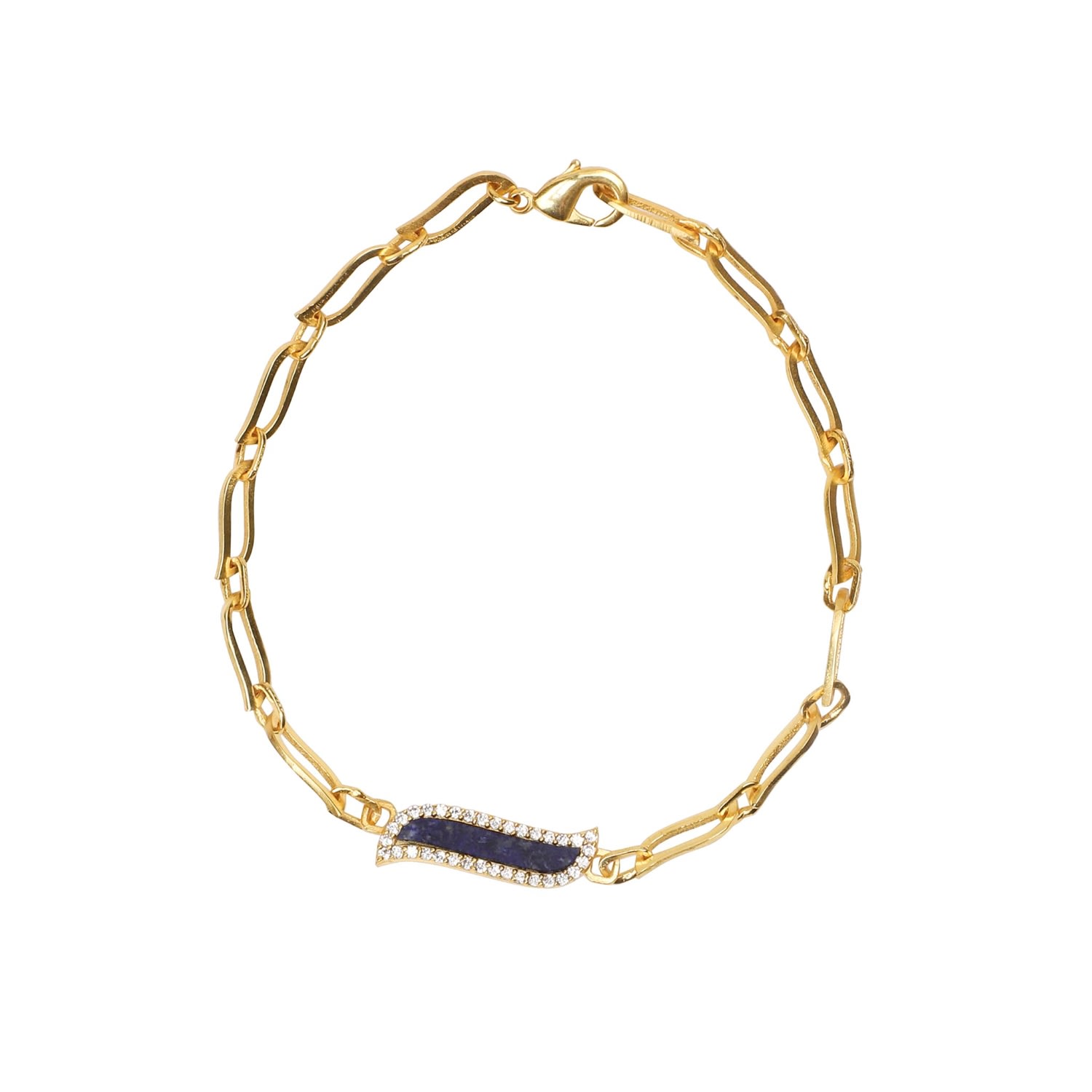 Lila Rasa Women's Gold / Blue Paper Link Necklace  Lapis Lazuli Wave Symphony In Multi