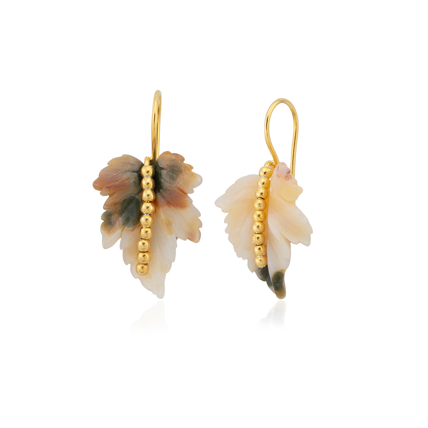 Milou Jewelry Women's Agate Leaf Earrings - Linen