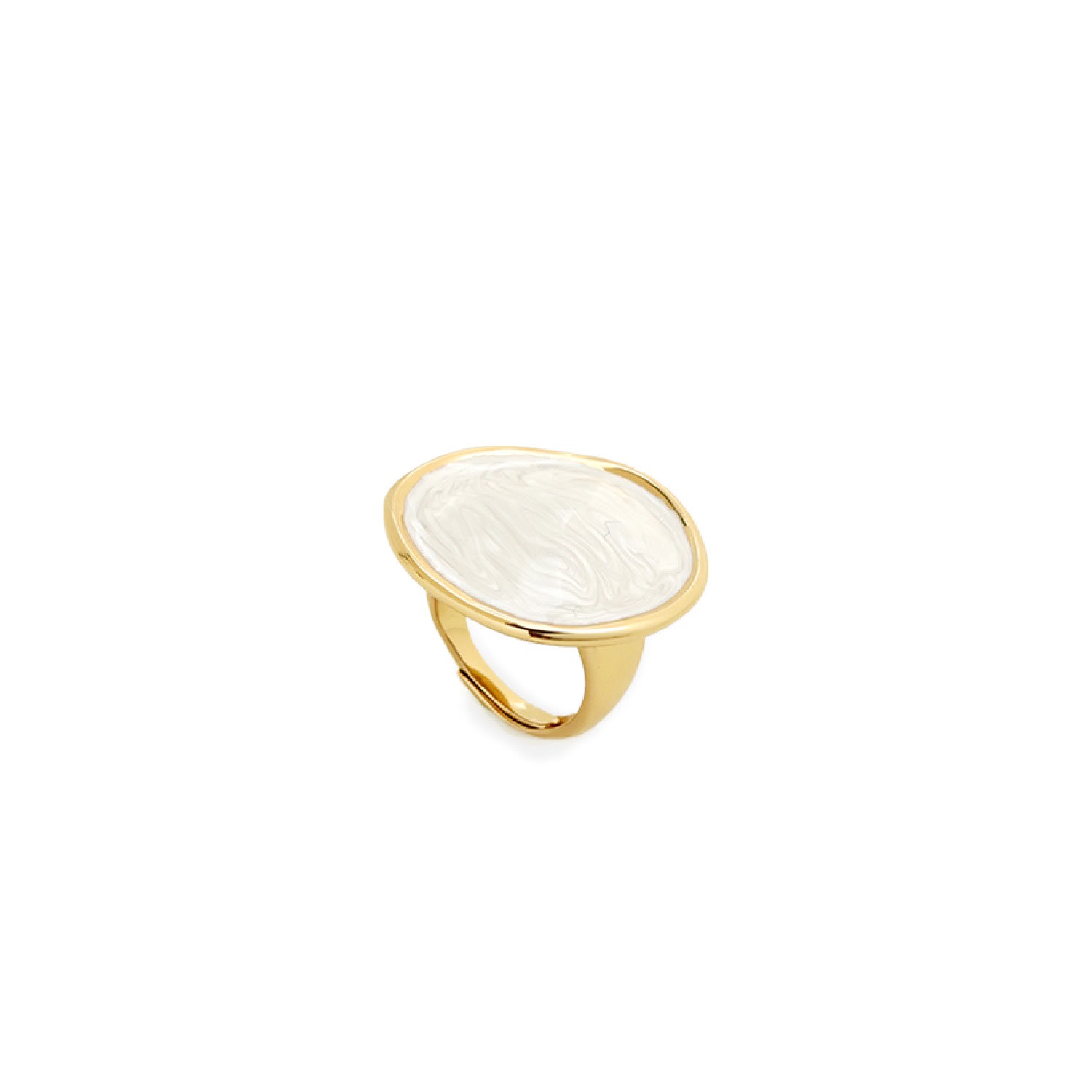 Retro Chic Women's White / Gold White Enamel Ripple Ring
