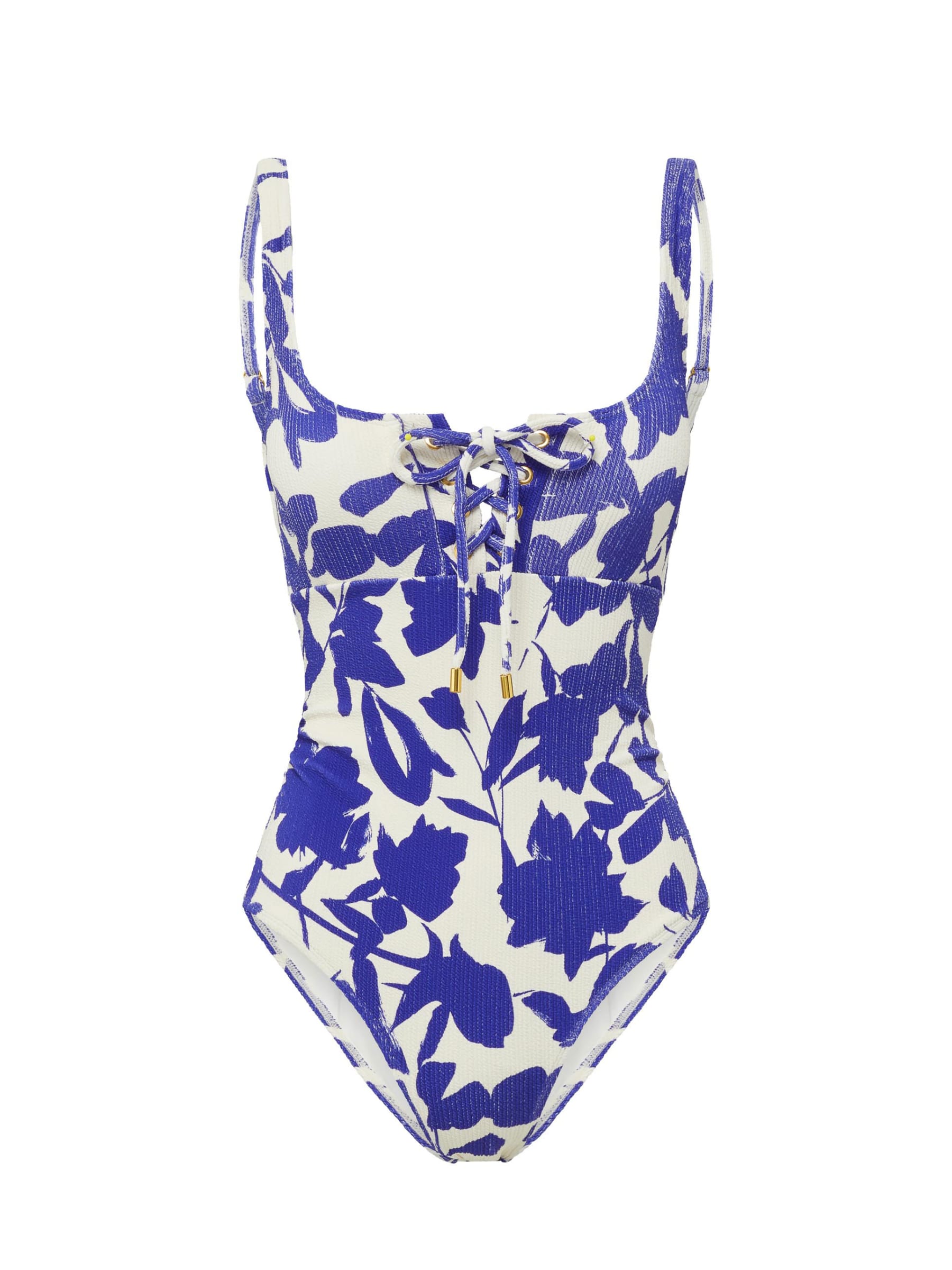 Change Of Scenery Women's Neutrals / Blue / White Taylor One Piece Moraea Garden Texture In Blue/white