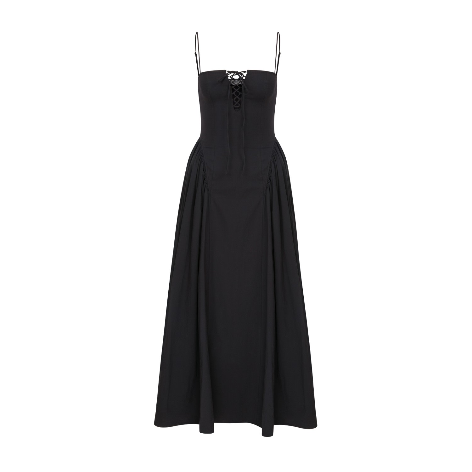 Decolet The Label Women's Black Raquel Lace-up Maxi Dress In Black