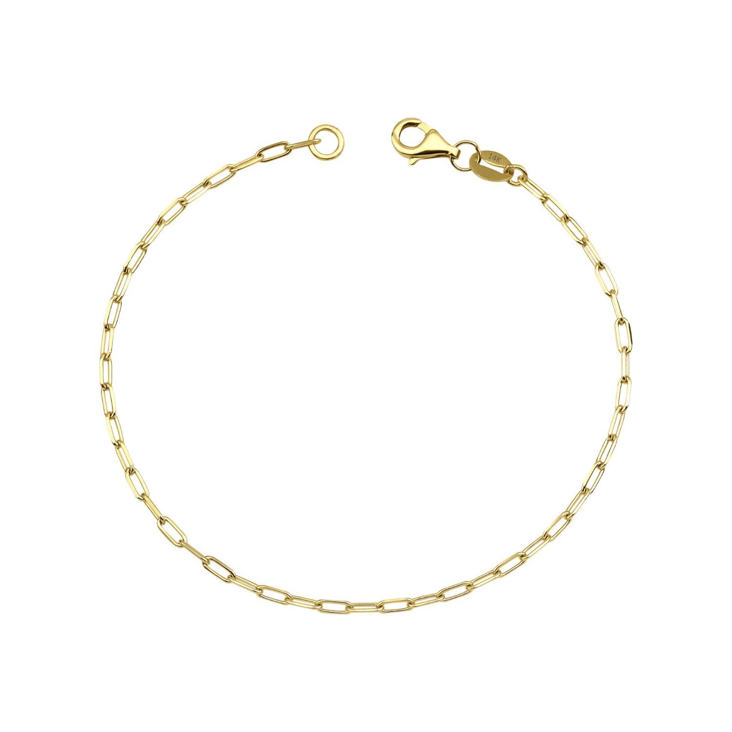 Jewelsty Fine Jewelry Women's Solid Gold Thin Paperclip Chain Bracelet