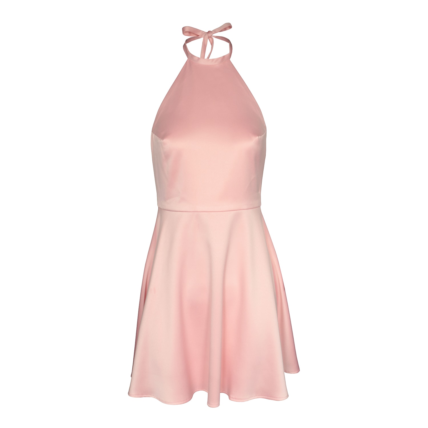 2kstyle Women's Rose Gold Adeya Open-back Satin Halterneck Mini Dress - Pearl Pink In Gold
