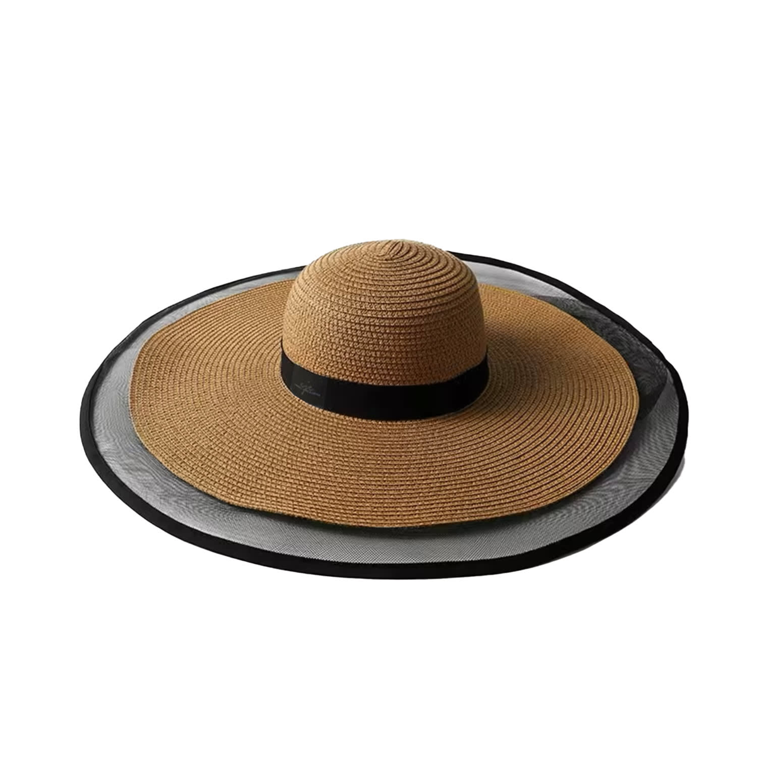 Chanel Joan Elkayam Women's Black / Brown Brown Wide Transparent Brim Straw Hat