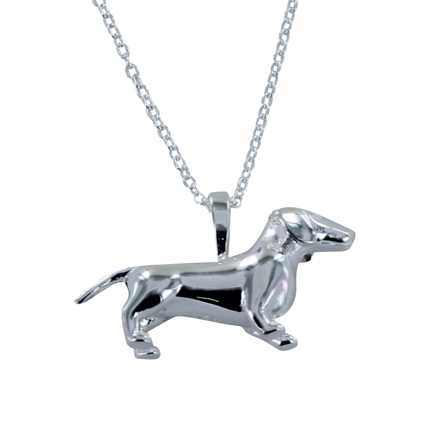 Women’s Sterling Silver Three-Dimensional Dachshund Dog Necklace Reeves & Reeves