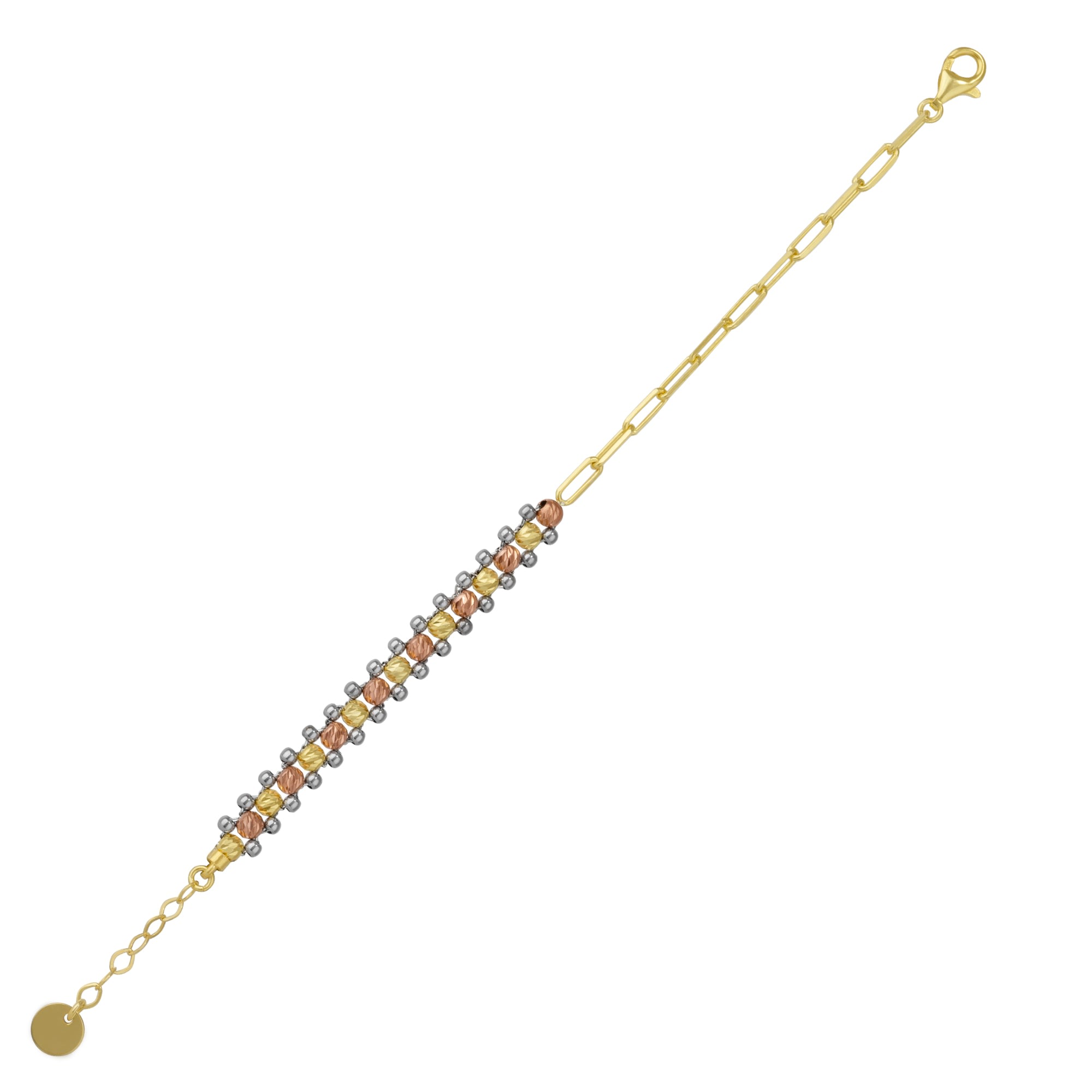 Spero London Women's Gold Dorissa Multi Bead Semi Chain Sterling Silver Bracelet In Gold