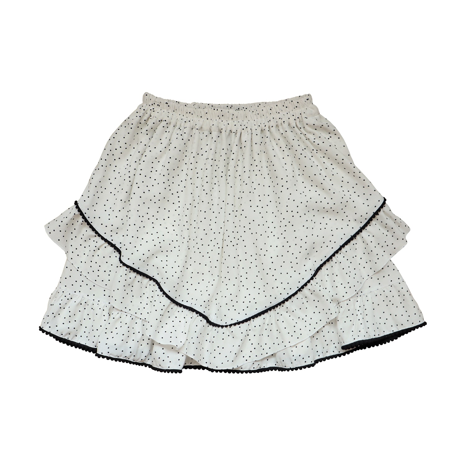 2kstyle Women's Agua Ruffled Polka-dot Elasticated Mini Skirt - White And Black In White