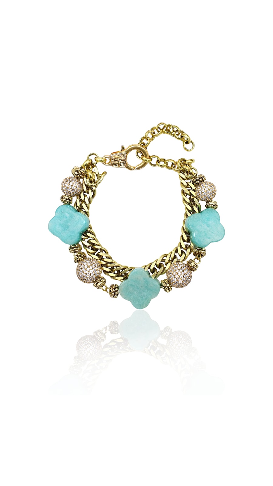 Women's Gold / Green Milagro Gold Chain Bracelet | Bayemeyc