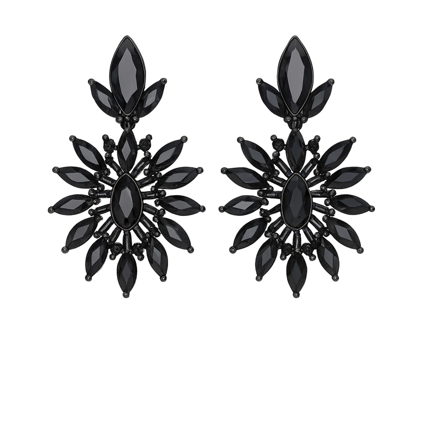 The Gala Women's Black Midnight Sunburst Cluster Earrings In Black