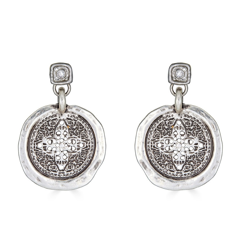 Loni Paul Jewelry Women's Silver Filagree Coin Earring In Silver