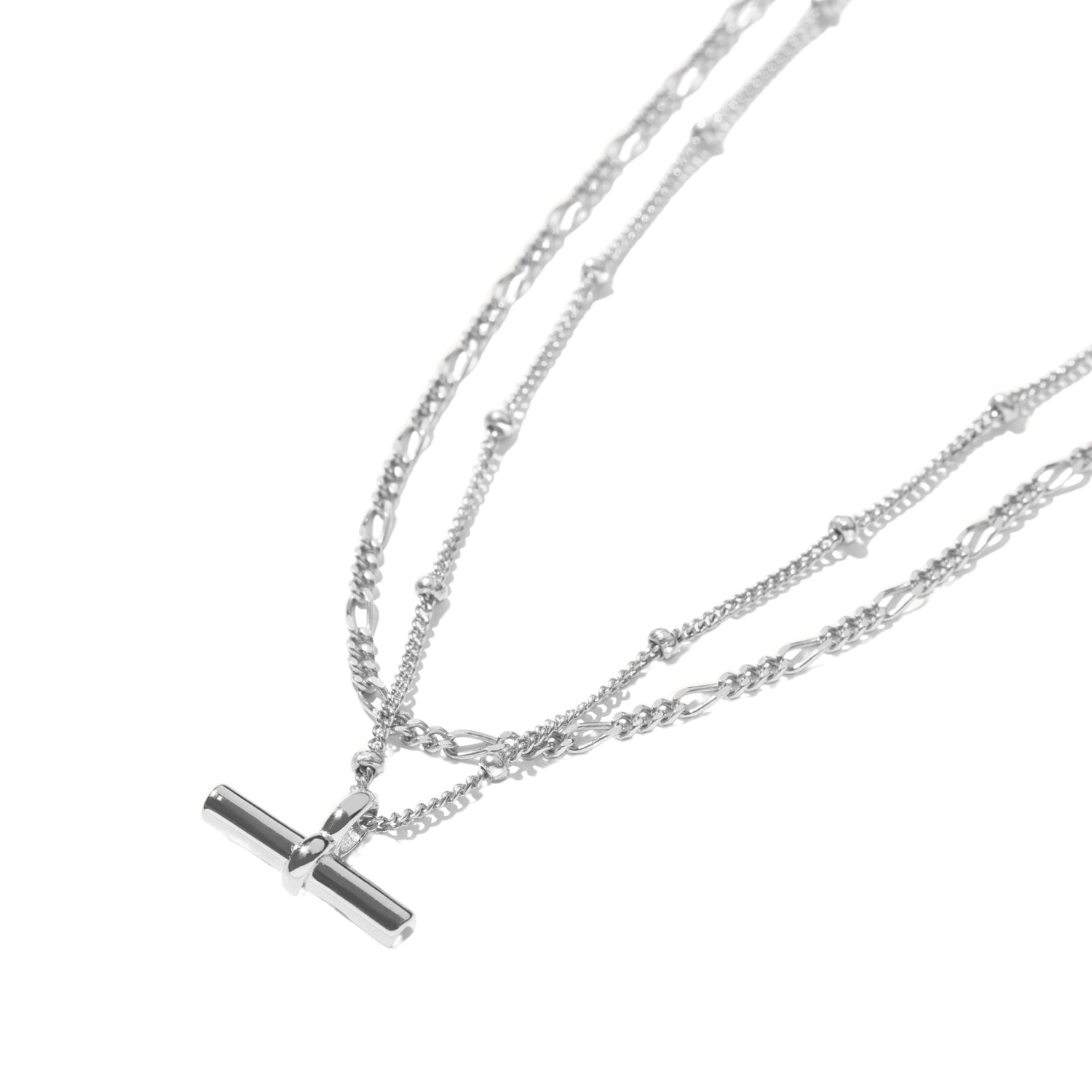 Muru Women's T Bar Layering Set Silver