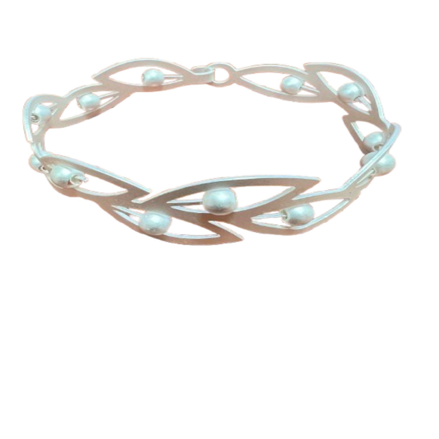 Saachi Men's Beaded Botanical Hook Silver Bracelet In Silver