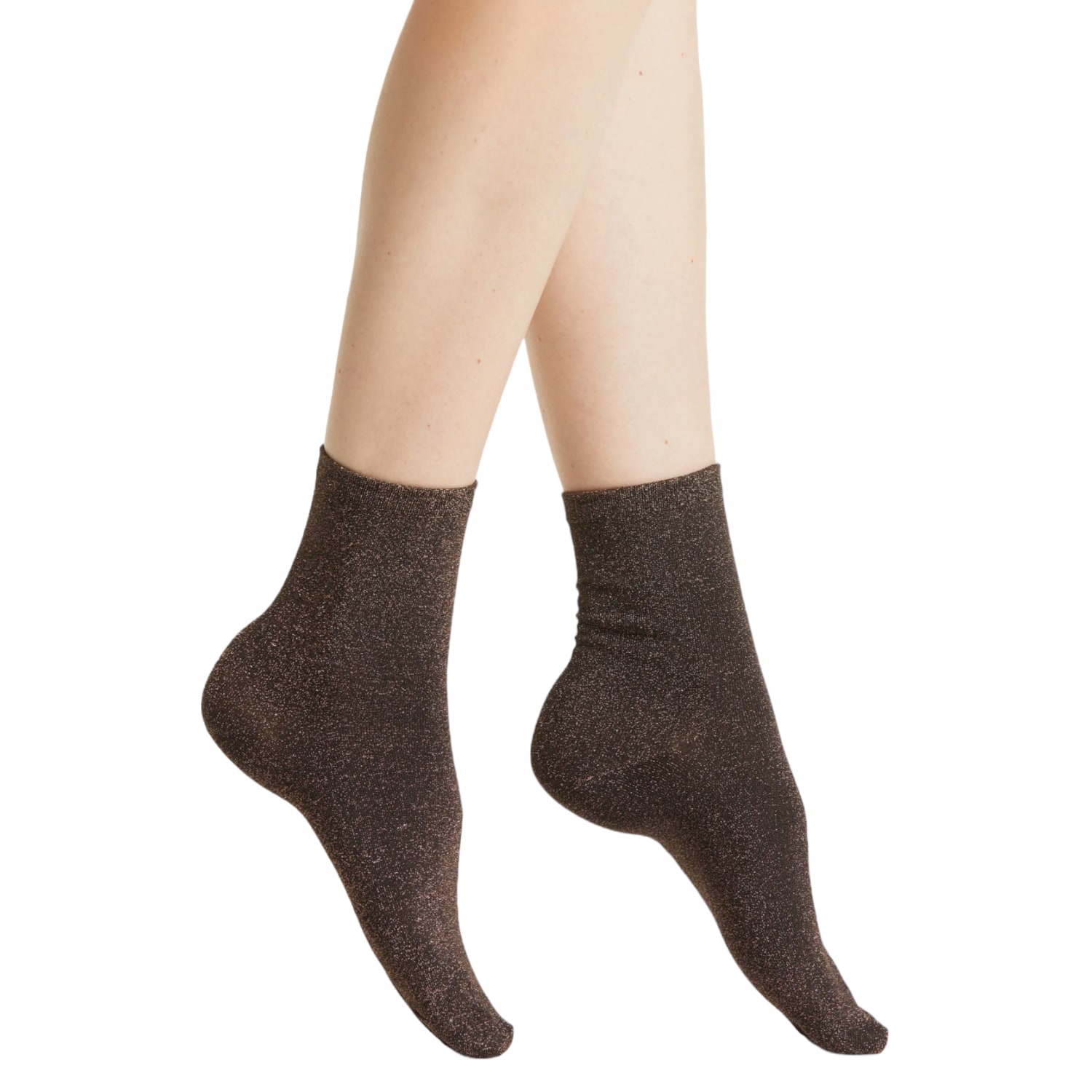 High Heel Jungle By Kathryn Eisman Women's Brown Glitterati Lurex Socks - Copper In Brown