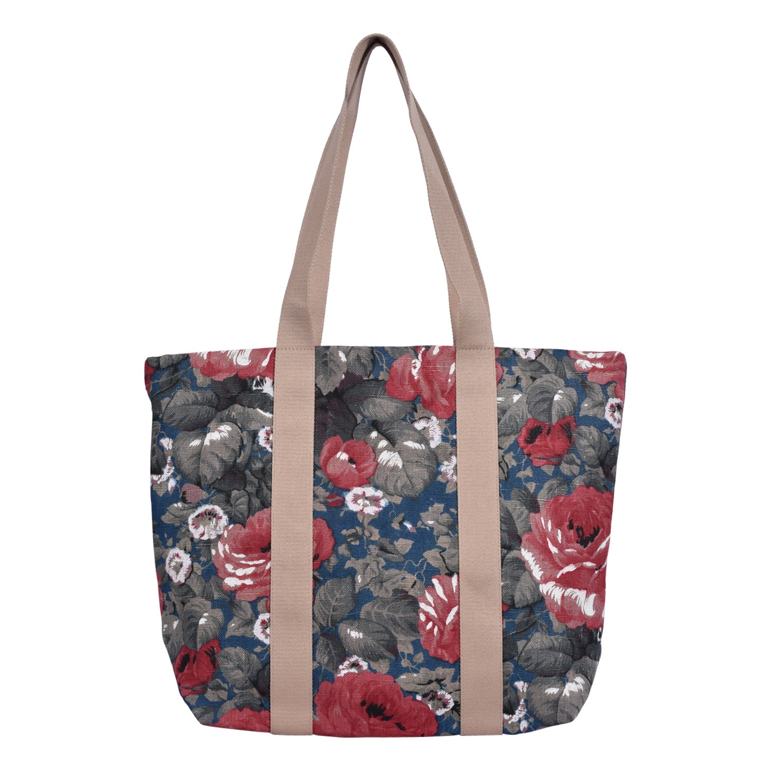 Owen Barry Women's Blue / Red Canvas Tote Floral Shopper In Multi