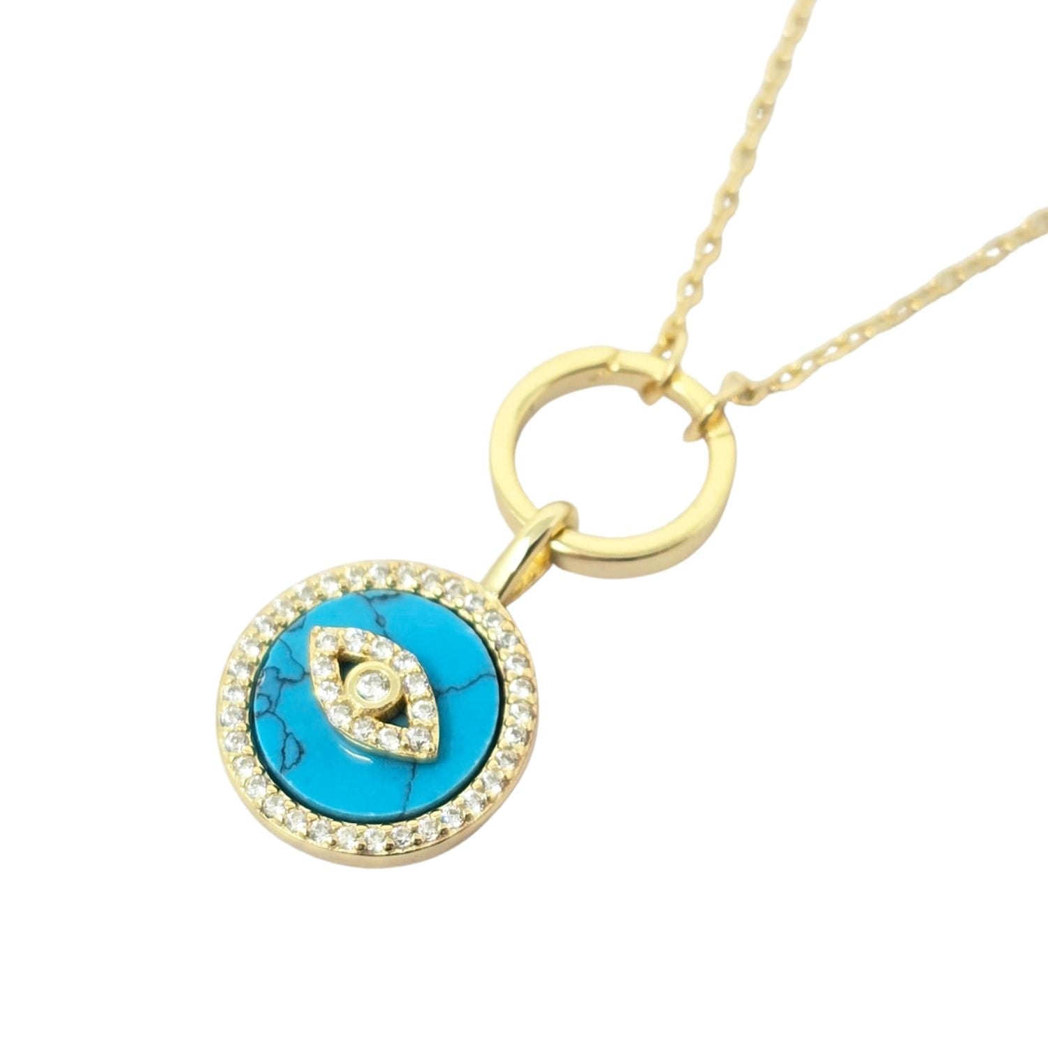 Harfi Women's Gold / Blue Gold Plated Turquoise Evil Eye Pendant Charm Necklace In Multi