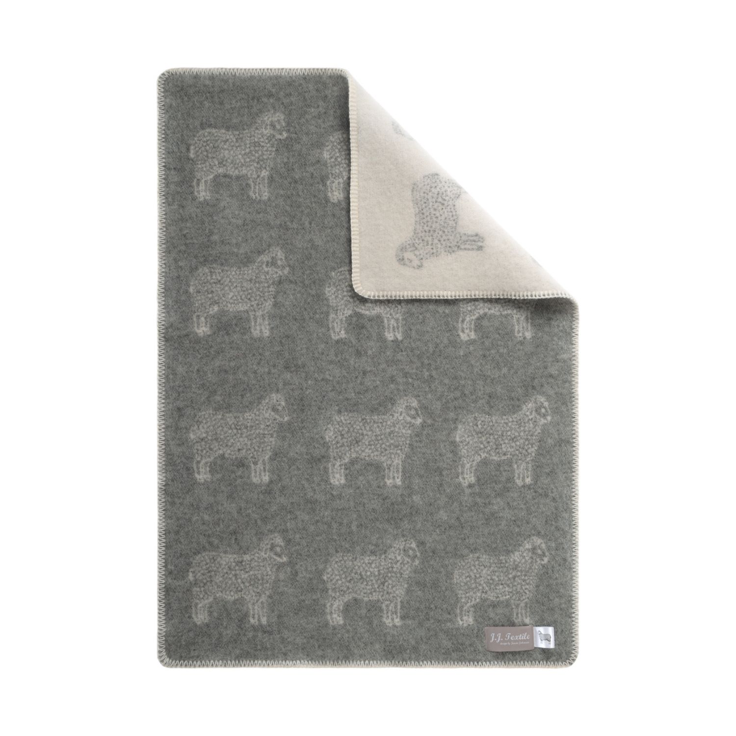 J.j.textile Grey / White Sheep Little Wool Blanket In Gray