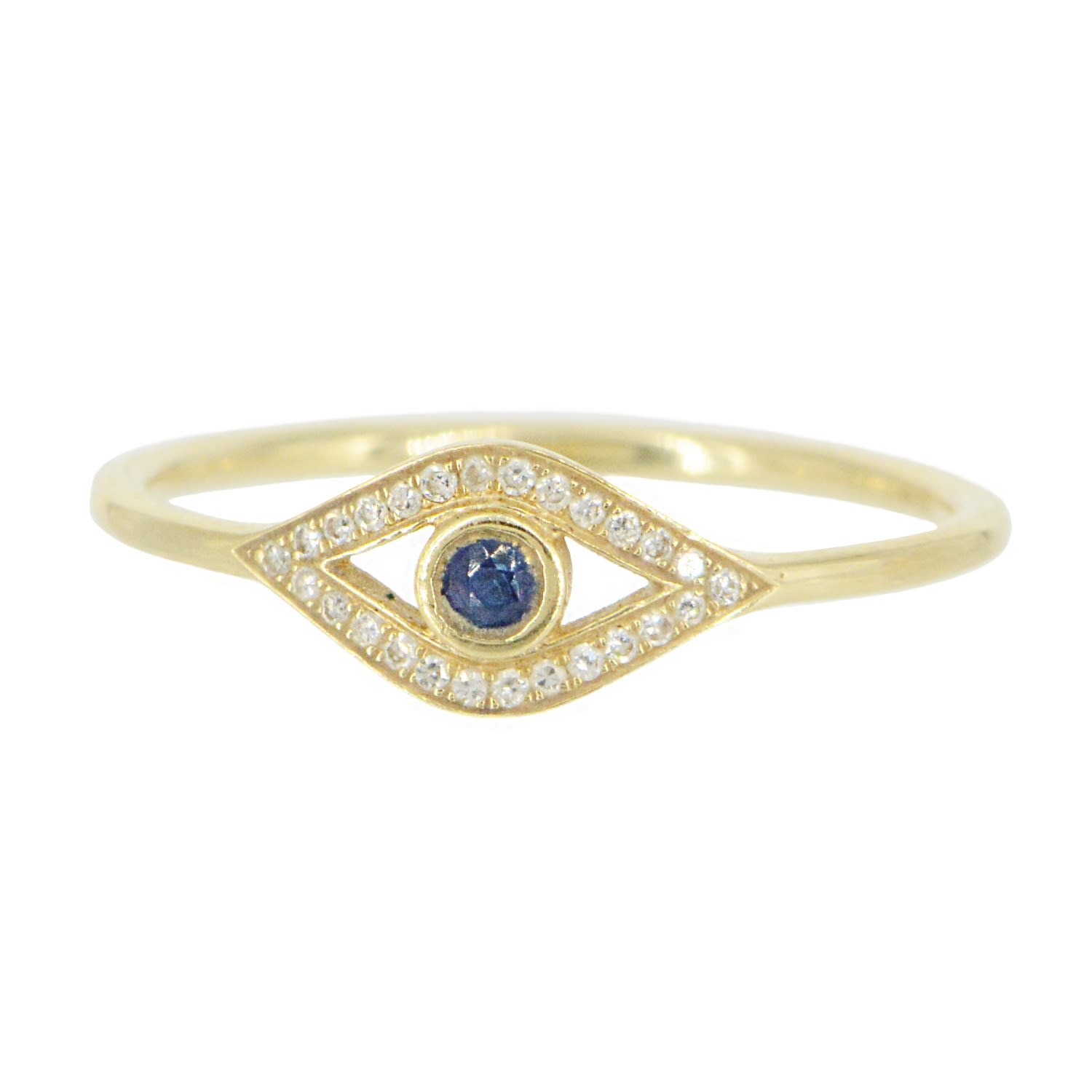 Women’s Gold Evil Eye Ring With Sapphire Kamaria