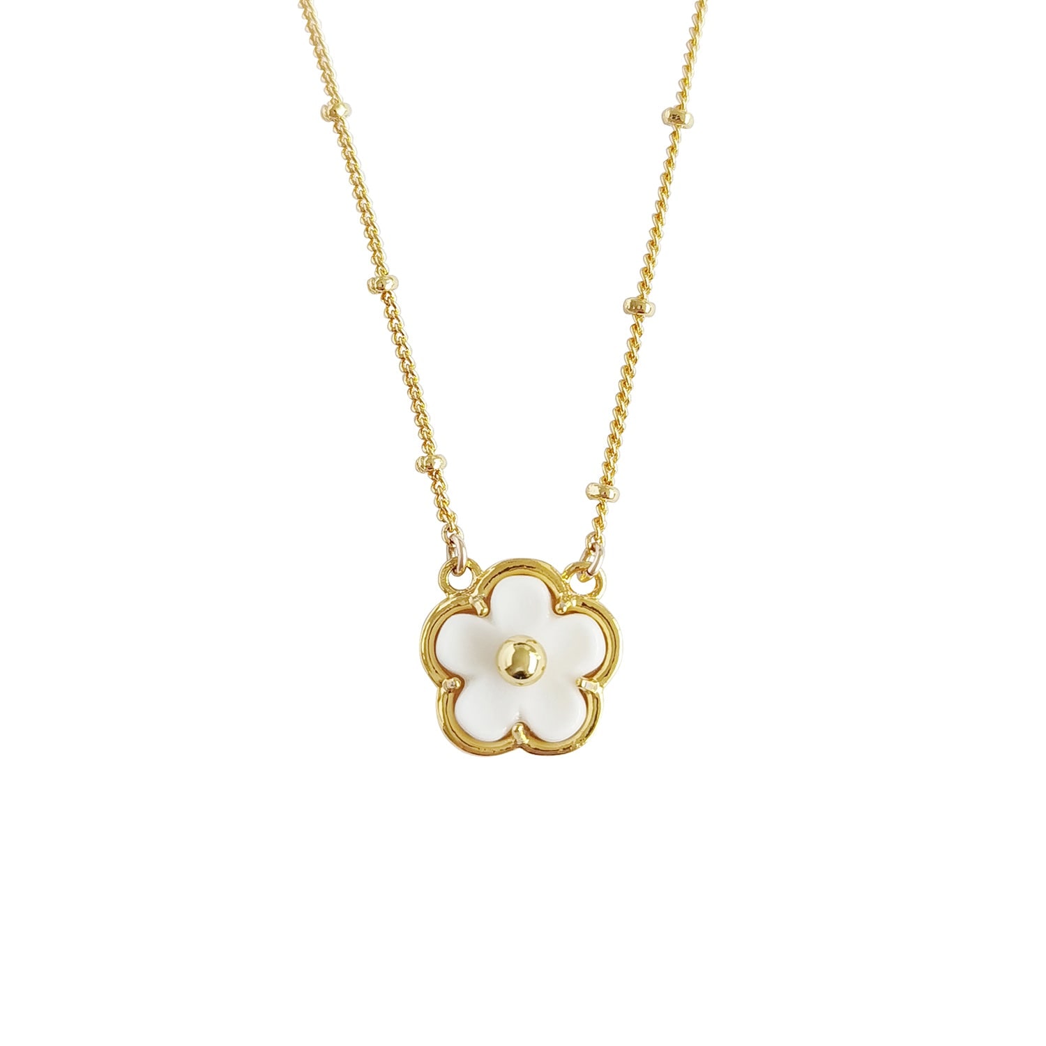Poporcelain Women's Gold / White Mini Porcelain Daisy Necklace In Multi