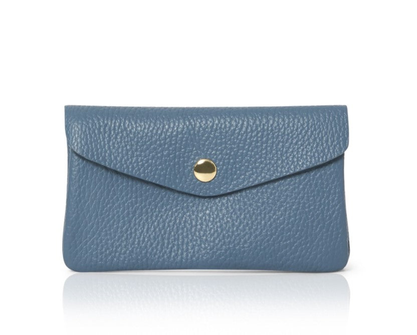 Women’s Medium Popper Leather Purse In Denim Blue Betsy & Floss