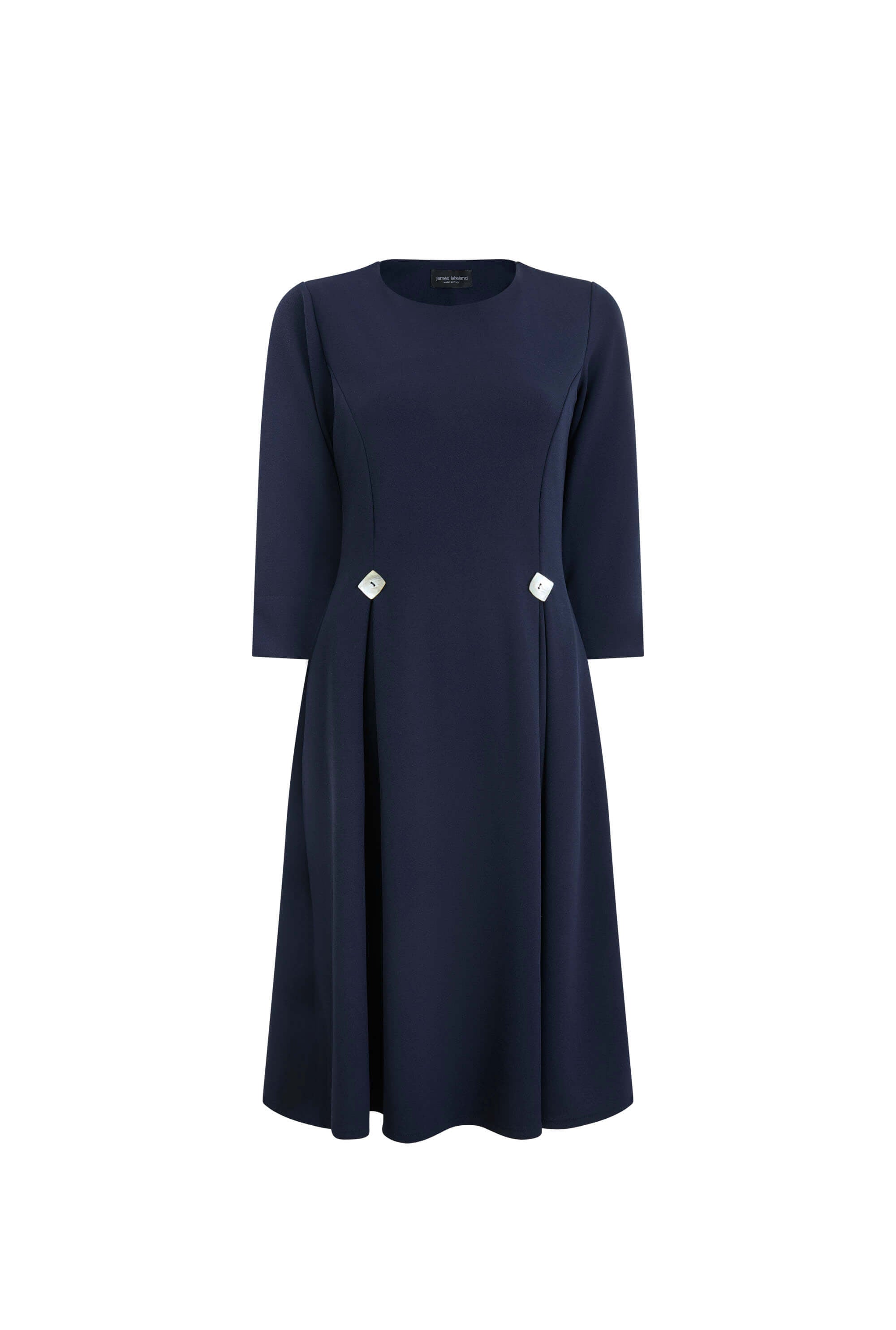 Women’s Blue Pin Tuck Button Midi Dress Navy Large James Lakeland