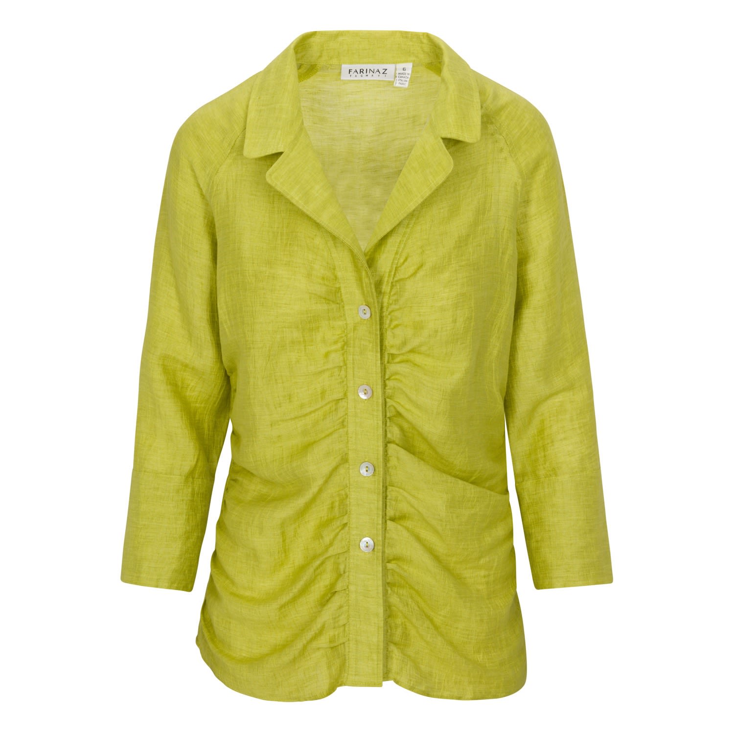 Women’s Green Gather Shirt Jacket - Lime Xxxs Farinaz