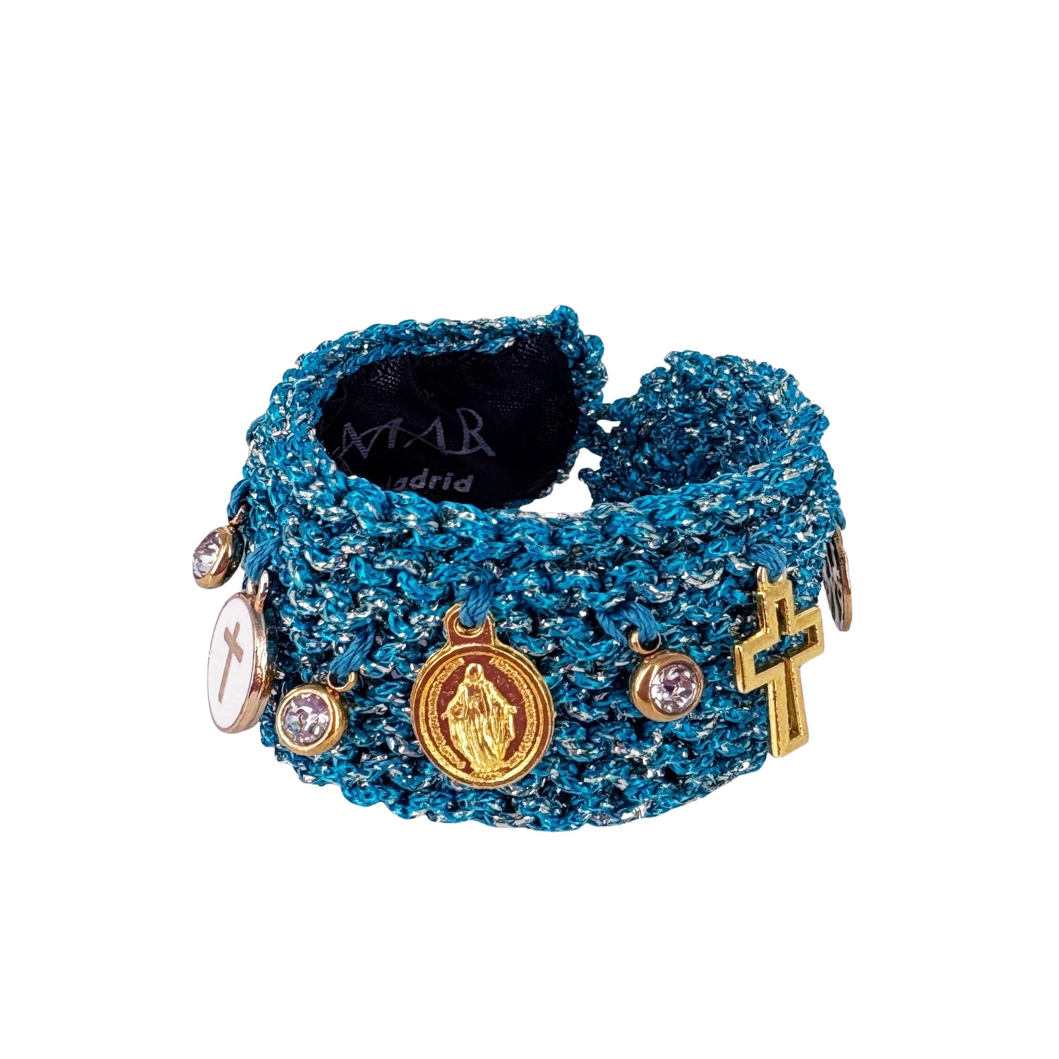 Hilo De Mar Women's Blue / Gold Turquoise Blue & Gold Bracelet - Handknitted - With Charms