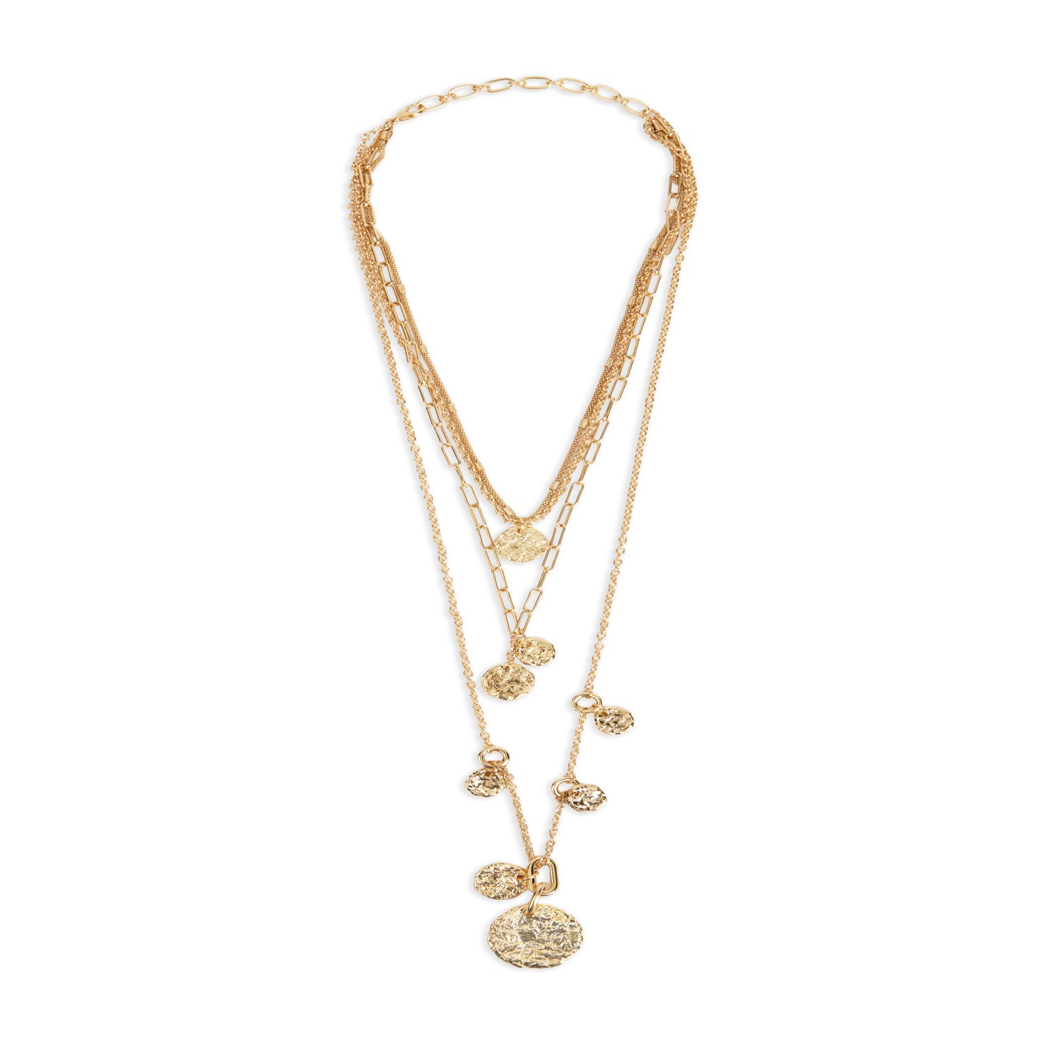 Women's Gold Hammered Coin Dangle Necklace | Saachi