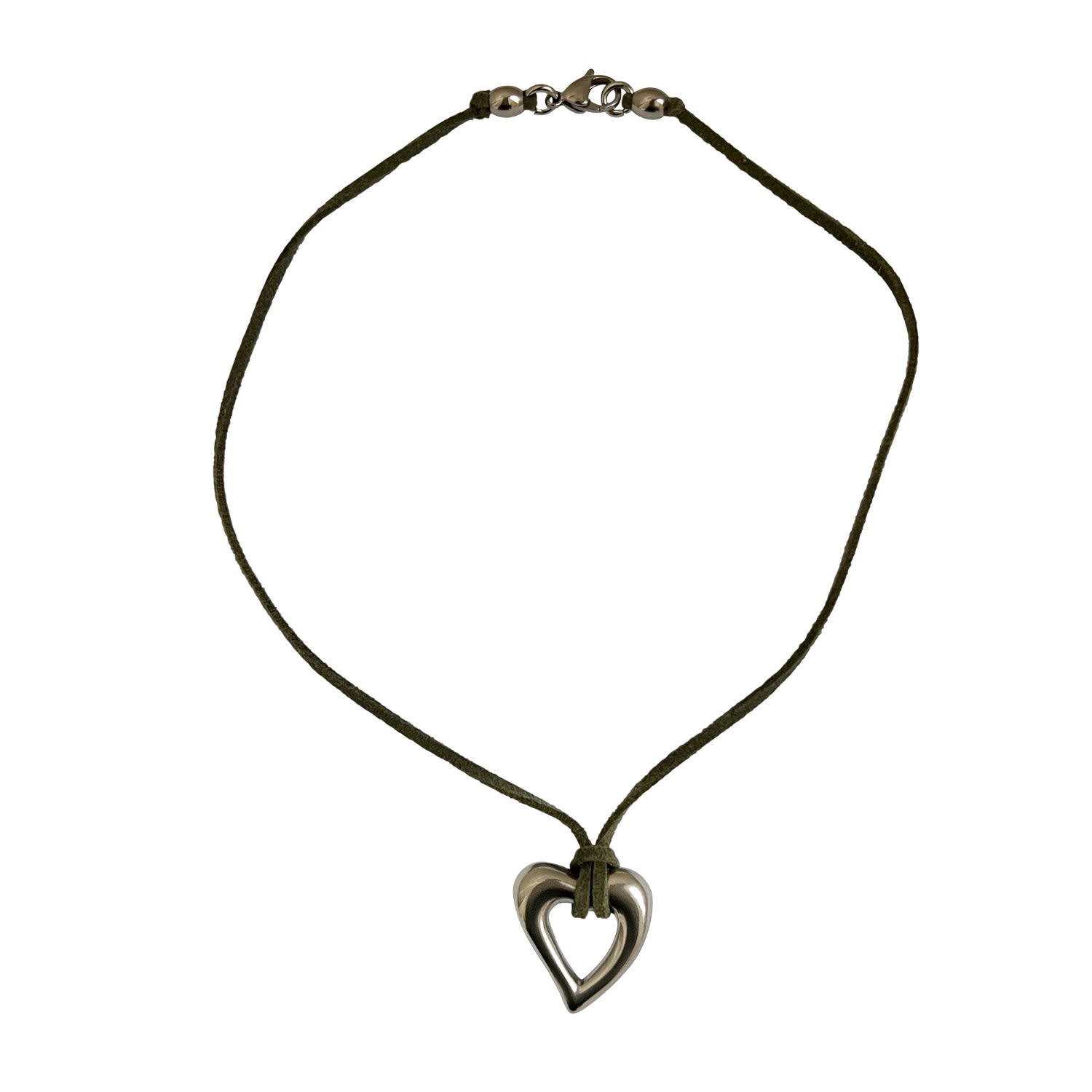 Women’s Green / Silver Frankie Heart Cord Necklace Cocoatemyshoes