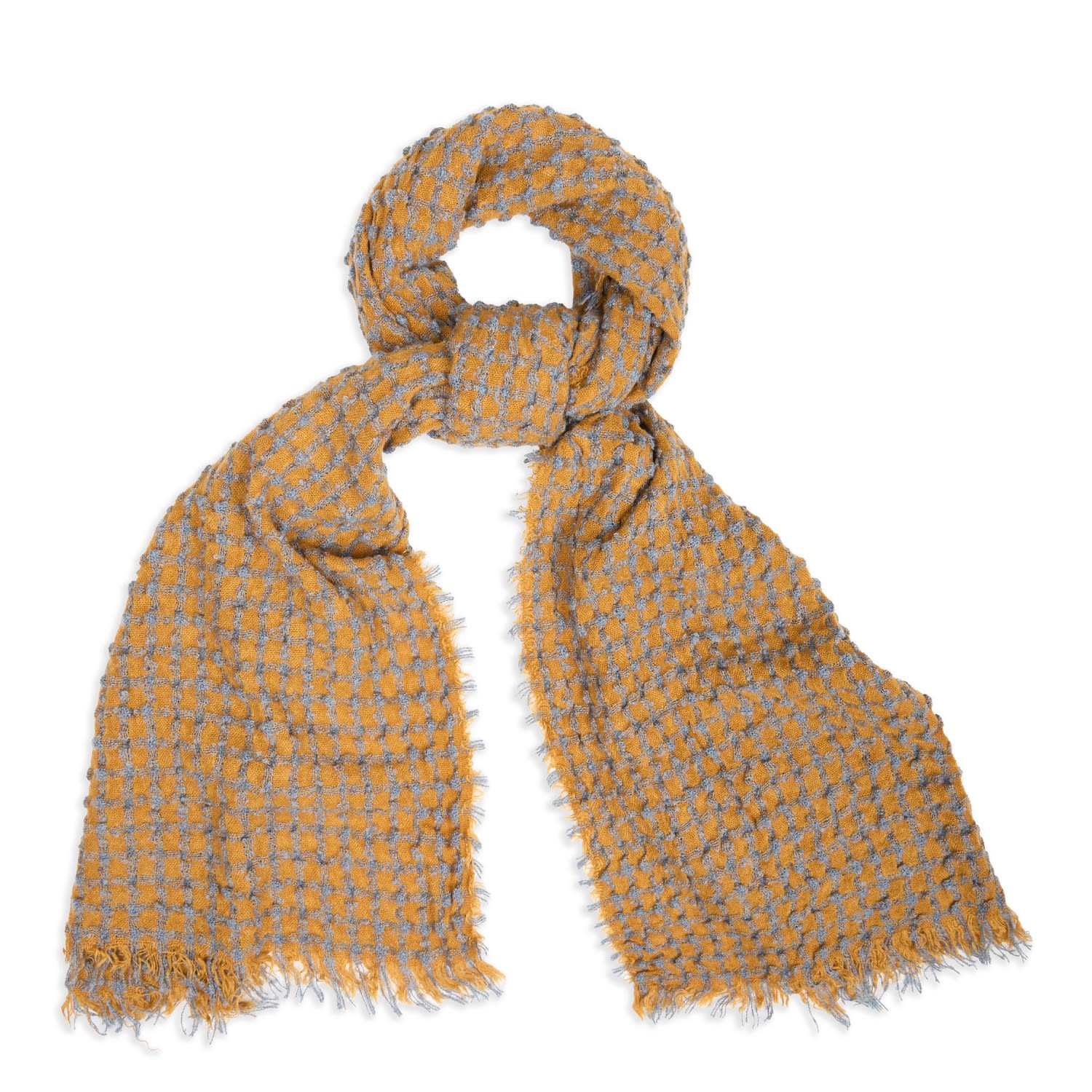 Saachi Women's Yellow Crinkle Plaid Scarf In Brown