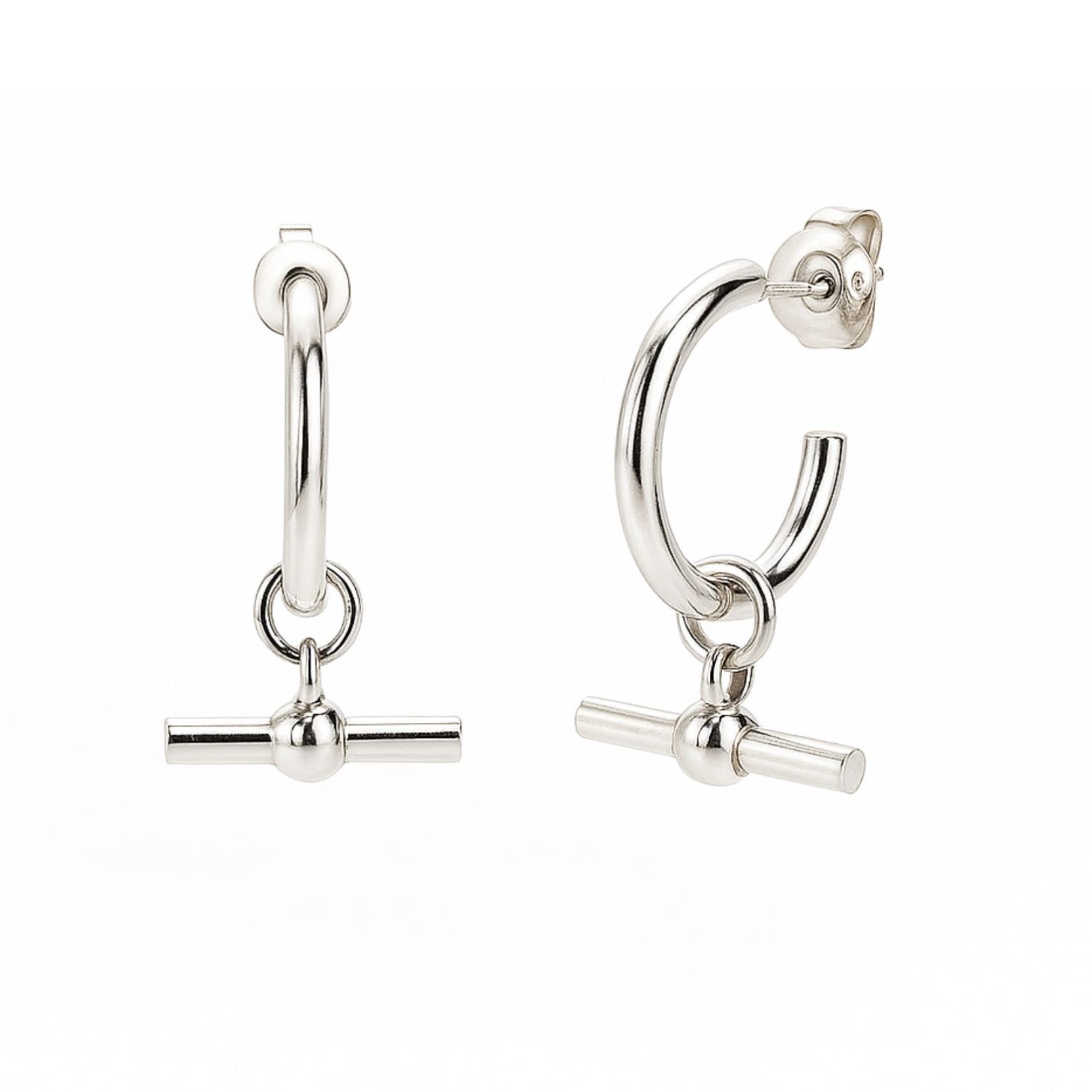 Dainty London Women's Silver T-bar Hoop Earrings In Metallic