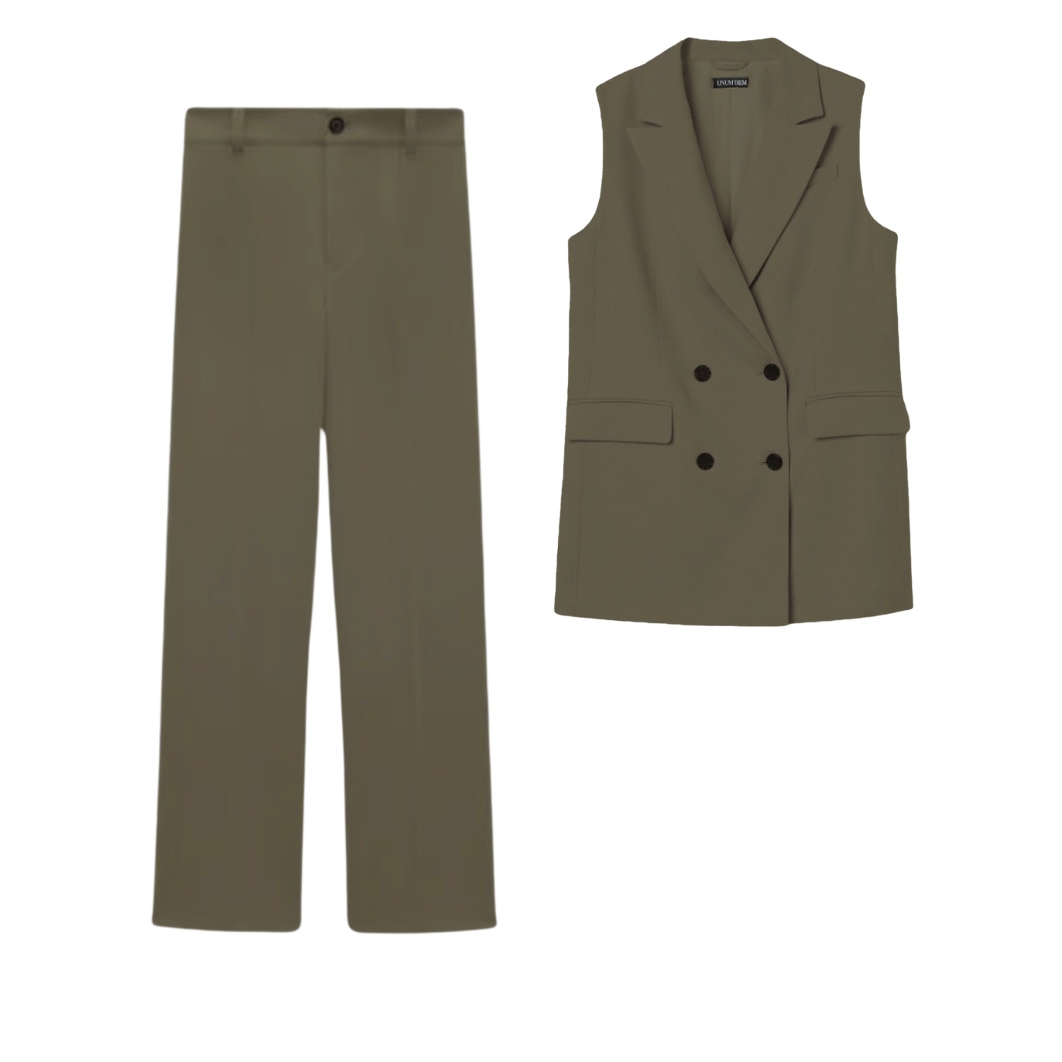 Unum Diem Green Tailored Two Piece Matching Set - Olive In Green