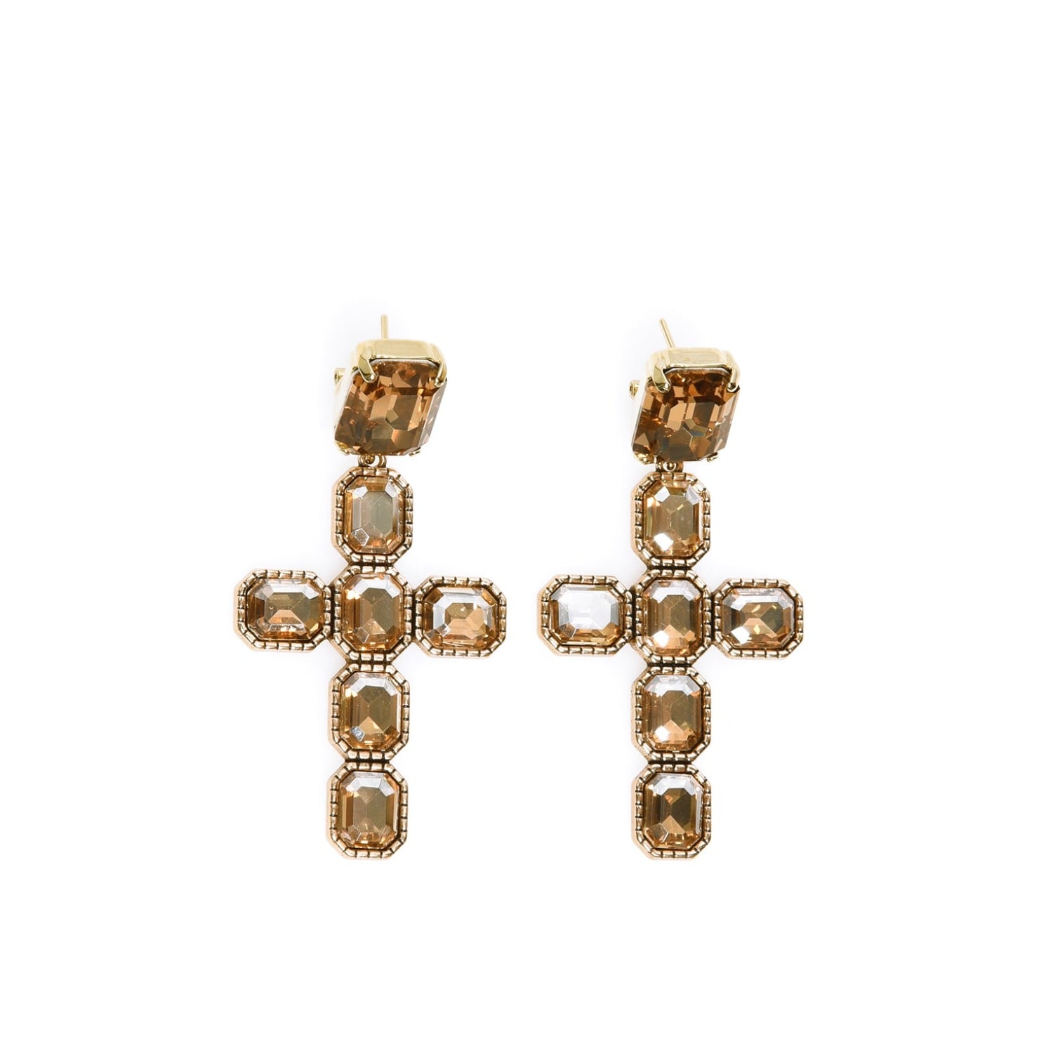 Addicted2 Women's Calliope Earrings Gold Plated Cross With Crystals In Gold