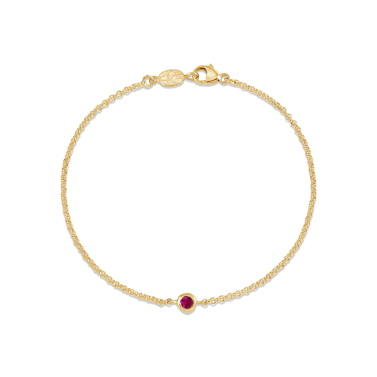 Dower & Hall Women's Single Ruby Dewdrop Chain Bracelet In Gold Vermeil In Gold