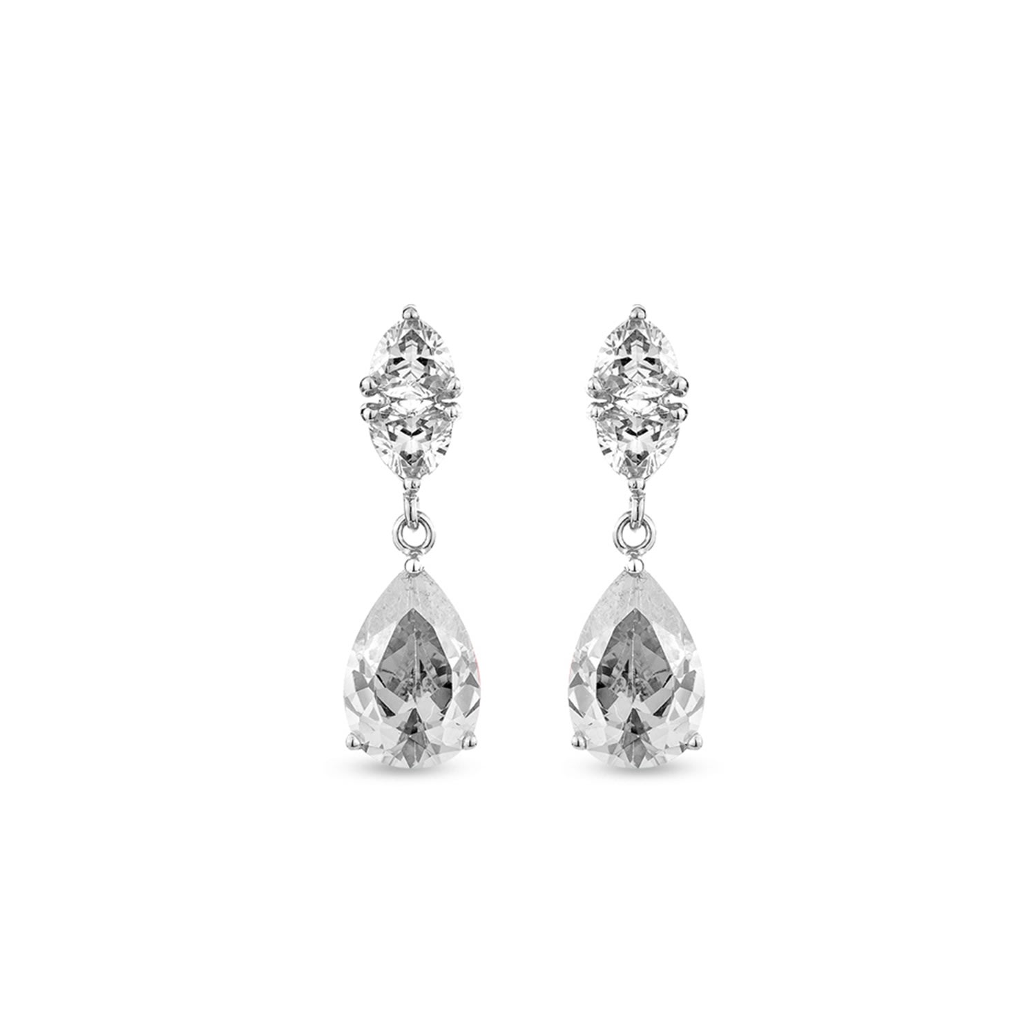 Women’s White / Silver Temptation Earrings With Man Made White Diamonds In Sterling Silver Sally Skoufis