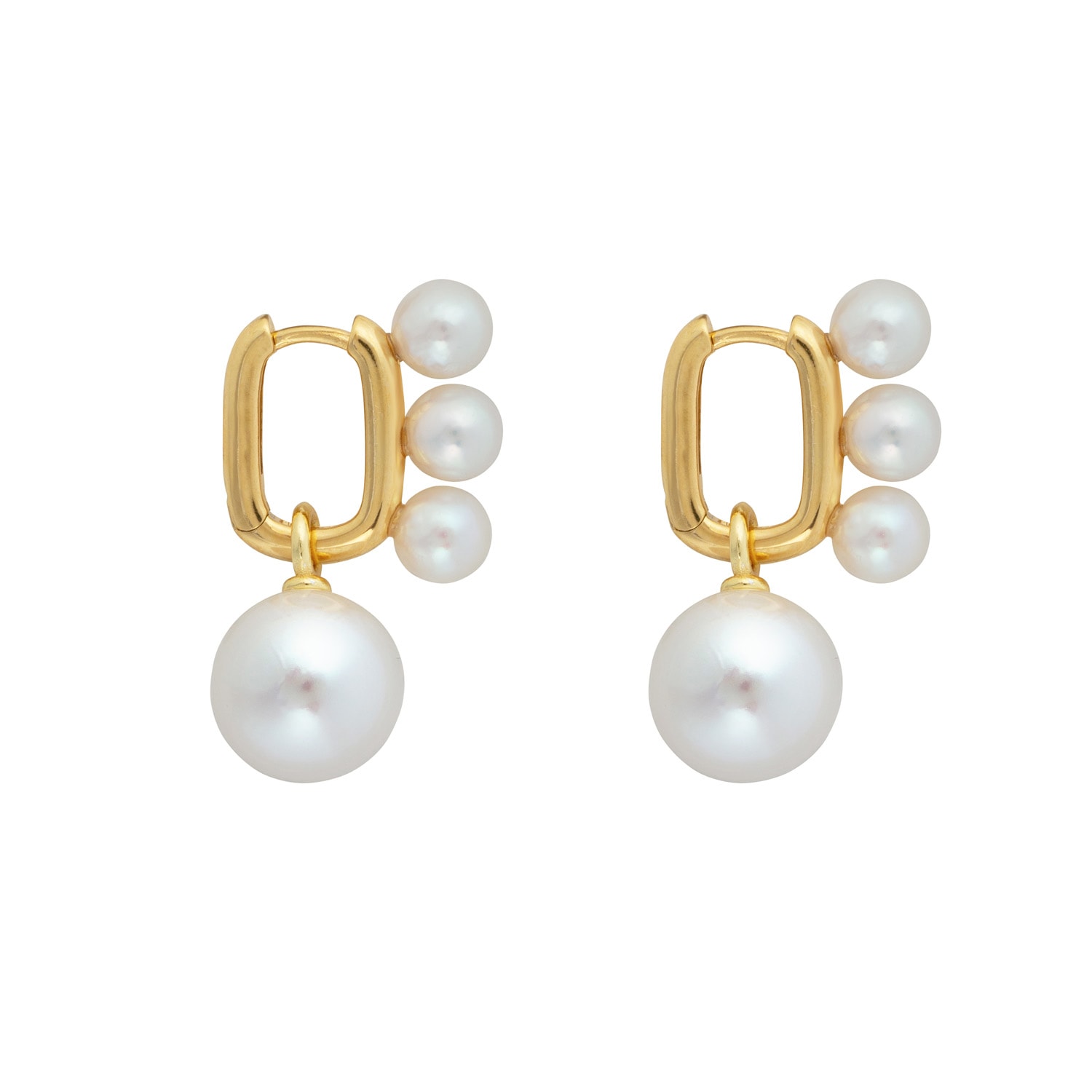 Ora Pearls Women's Gold / White Aetia Trio & Xl Pearl Hoop Earrings- Gold In Multi